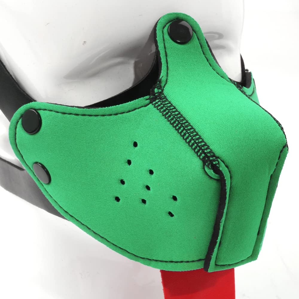Neoprene Puppy Face Muzzle Dog Hood Mask Play Hoods Green