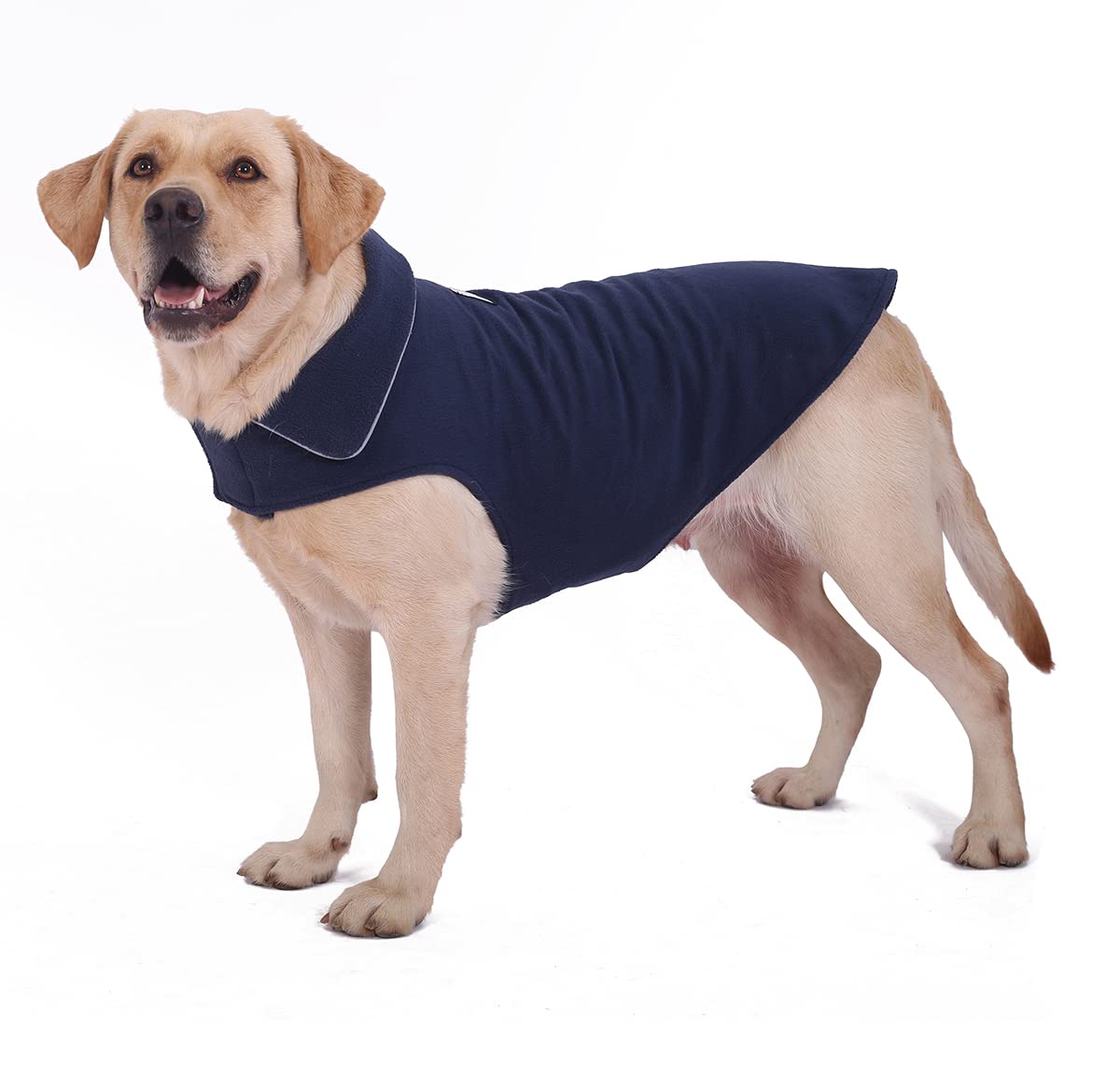 Fleece Dog Coat Winter Pet Jacket Reflective For Cold Weather For Large Medium Small Dogs(Navy,S)