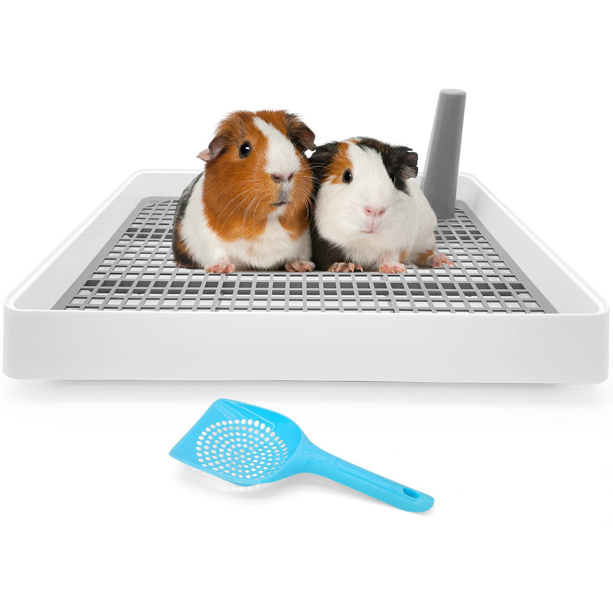 Tfwadmx Guinea Pig Litter Pan with Grid Large Rabbit Litter Box Small Animal Potty Trainer Bunny Corner Tray Toilet with Scoop f