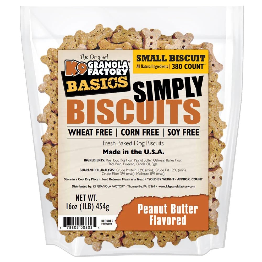 K9 Granola Factory Simply Biscuits Peanut Butter Dog Treats Small, 15 Pound Bulk Box