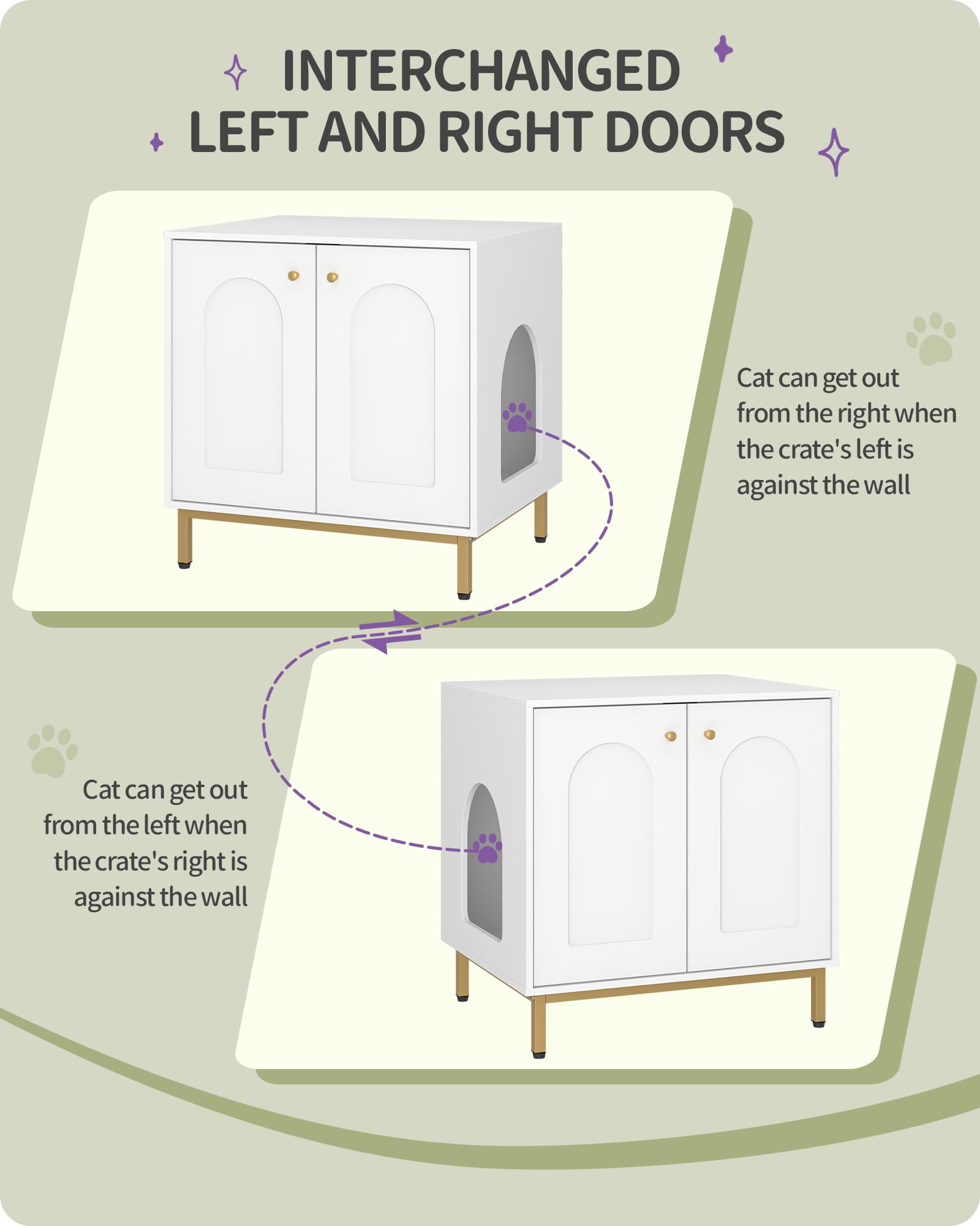 Hzuaneri Cat Litter Box Enclosure, Hidden Litter Box Furniture Cabinet, Wooden Indoor Cat House, Side End Table, Living Room, Be