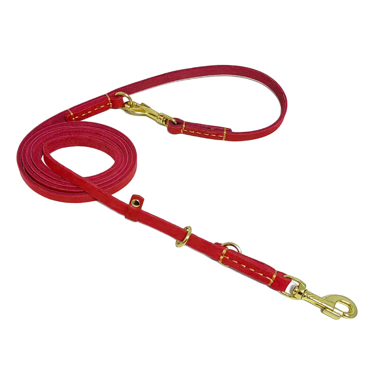 Lwbmg Multi Function Leather Dog Leash - 8Ft Genuine Leather Hands Free Double Ended Dog Training Leash For Small To Large Dogs 