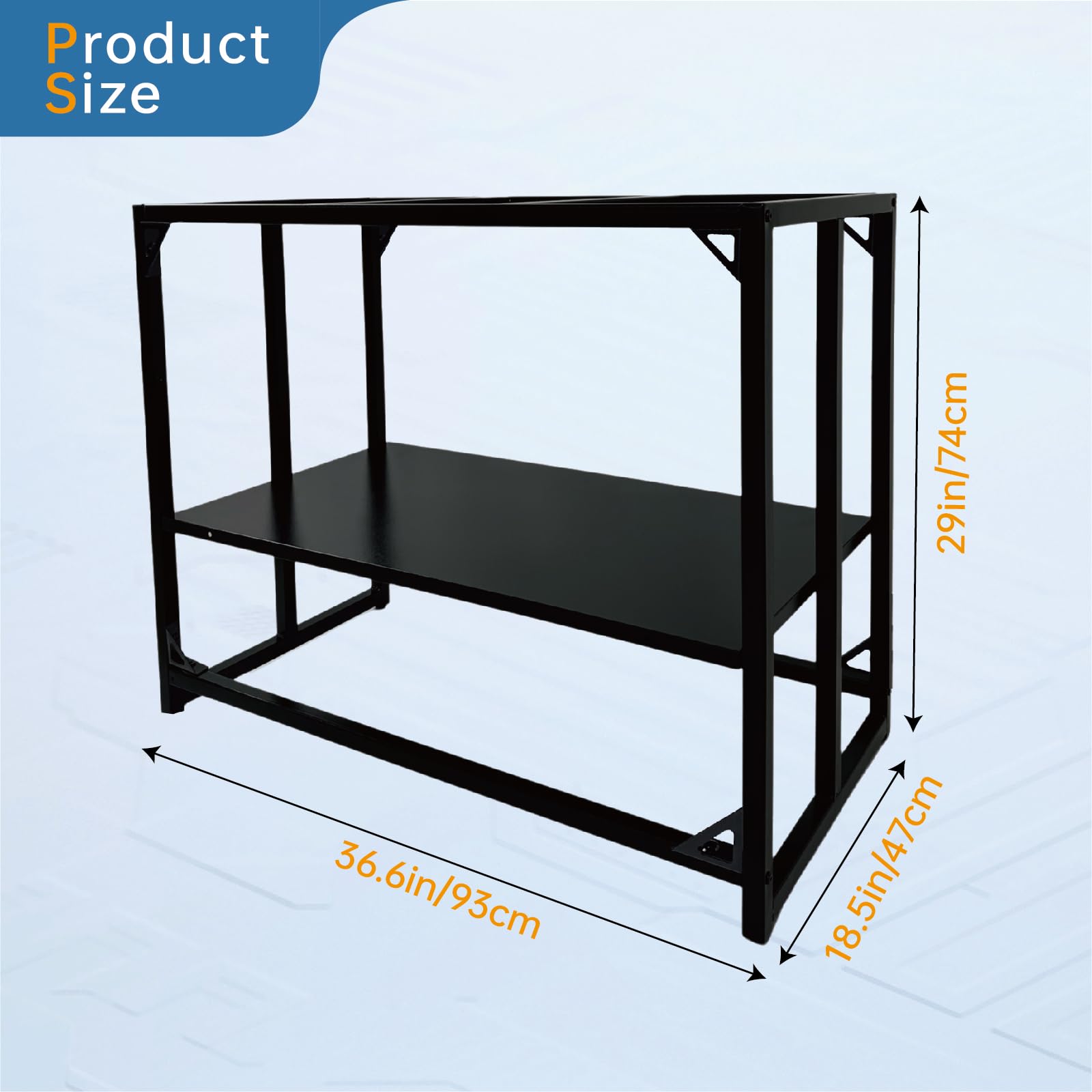 MEWSDEN Fish Tank Stand - 40 Gallon Heavy Duty Metal, 660LBS Capacity, Black, 2-Tier Storage Shelves, Model MEWS-FishTankStand-40