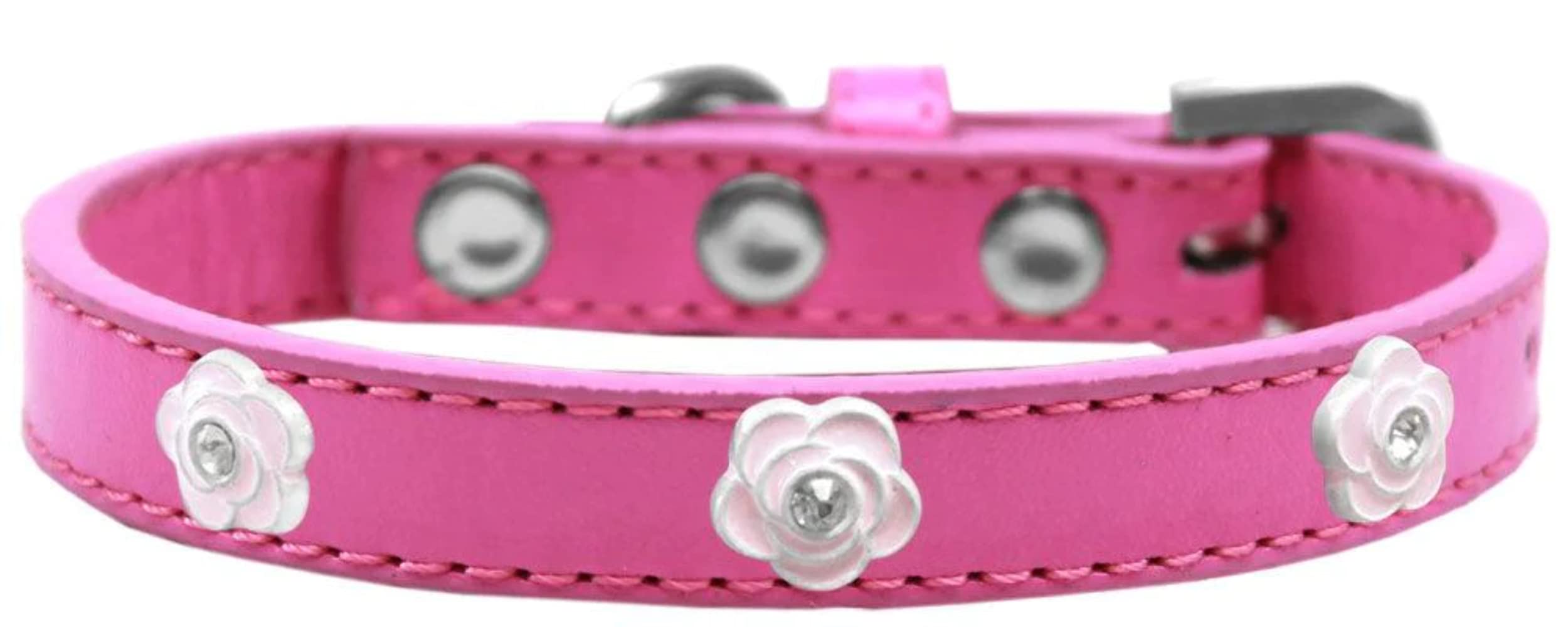 Mirage Pet Products Light Pink Rose Widget Dog Collar, Bright Pink, Size 10