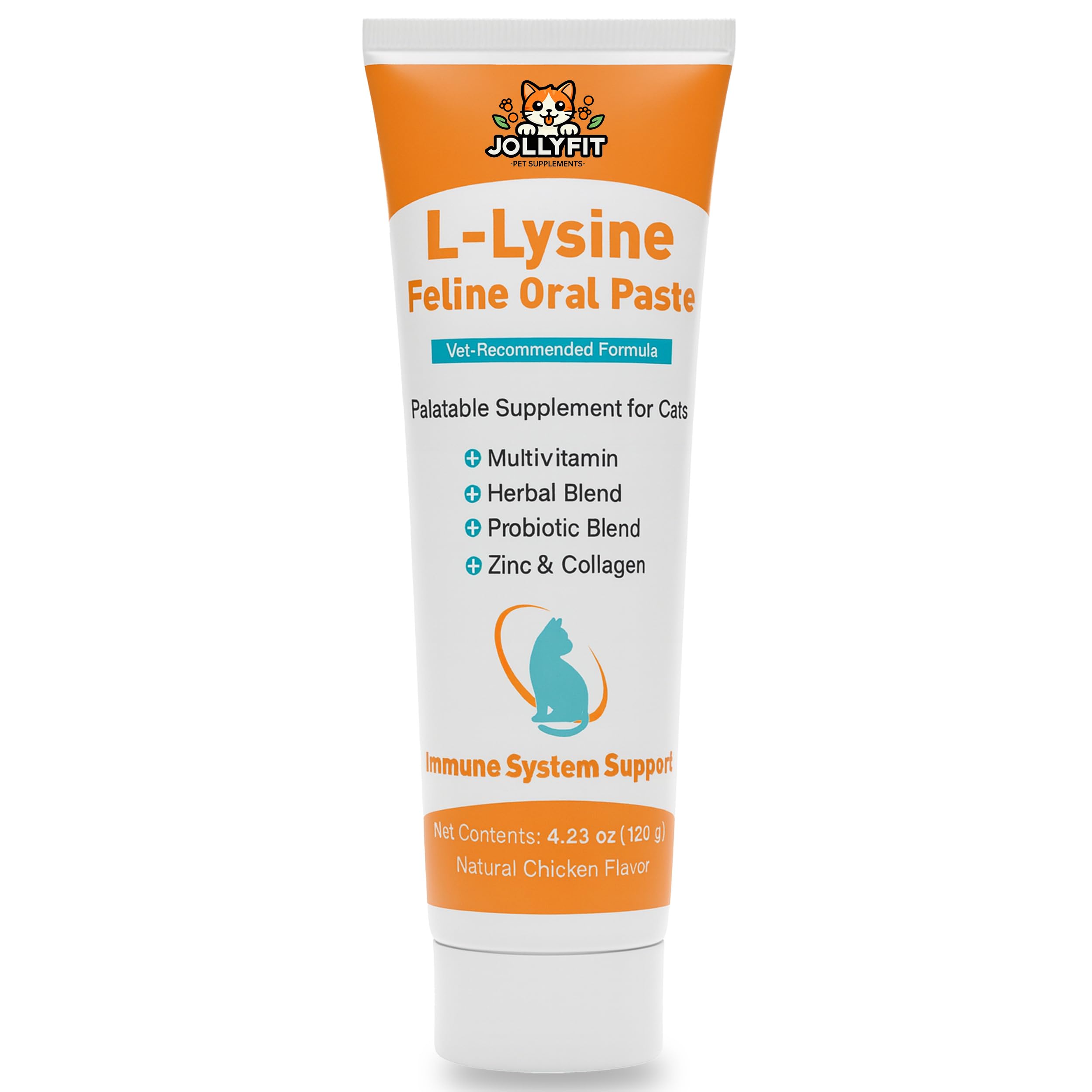 L-Lysine for Cats Oral Paste - Immune & Respiratory Support for Felines - with Collagen, Zinc, Multivitamins & Probiotics - Natu