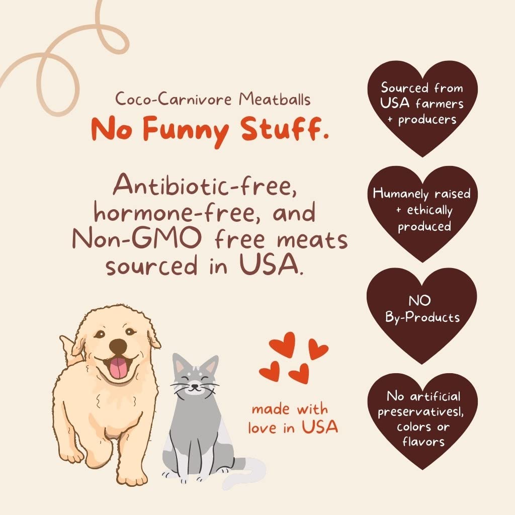 CocoTherapy 3 Pack of Coco-Canivore Meatballs Dog Treats, Beef, Chicken, Turkey (Variety)