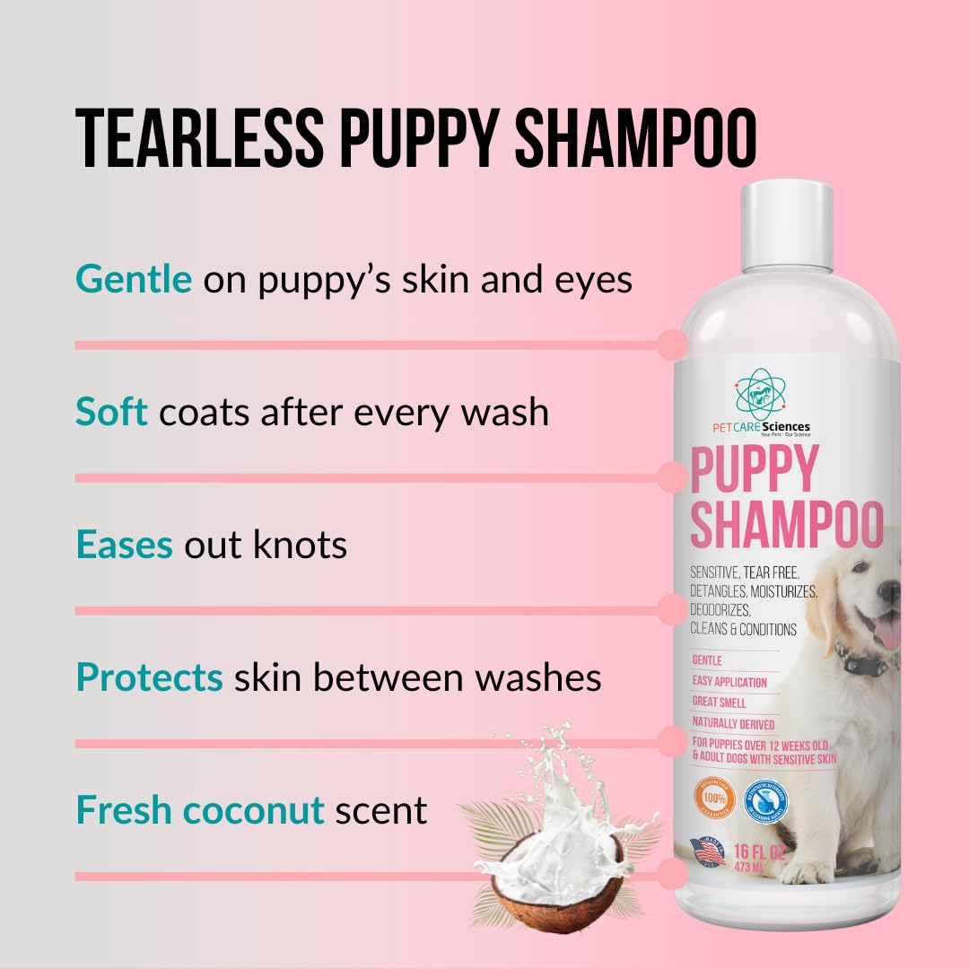 Pet Care Sciences 1 Gallon Tearless Puppy Shampoo And Conditioner - Anti Itch Dog Shampoo Sensitive Skin - Coconut Oil Oatmeal P