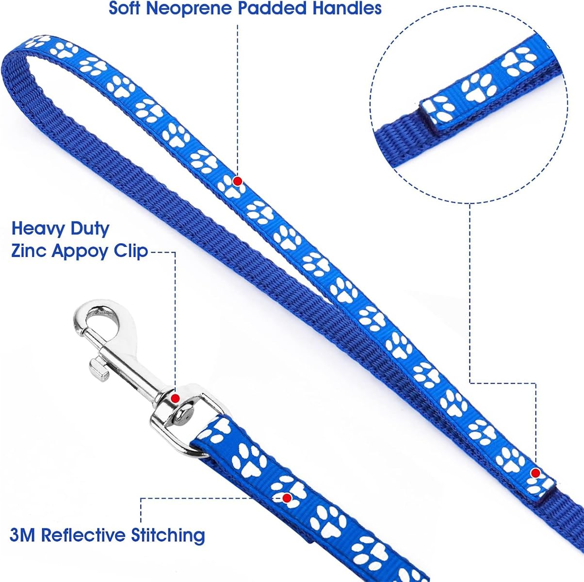 Dog Collar And Leash Set With Bell,Blue Nylon Paw Cat Collar Girl Female Cute Fancy Puppy Collar With Bells For Xxs Xs Tiny Litt