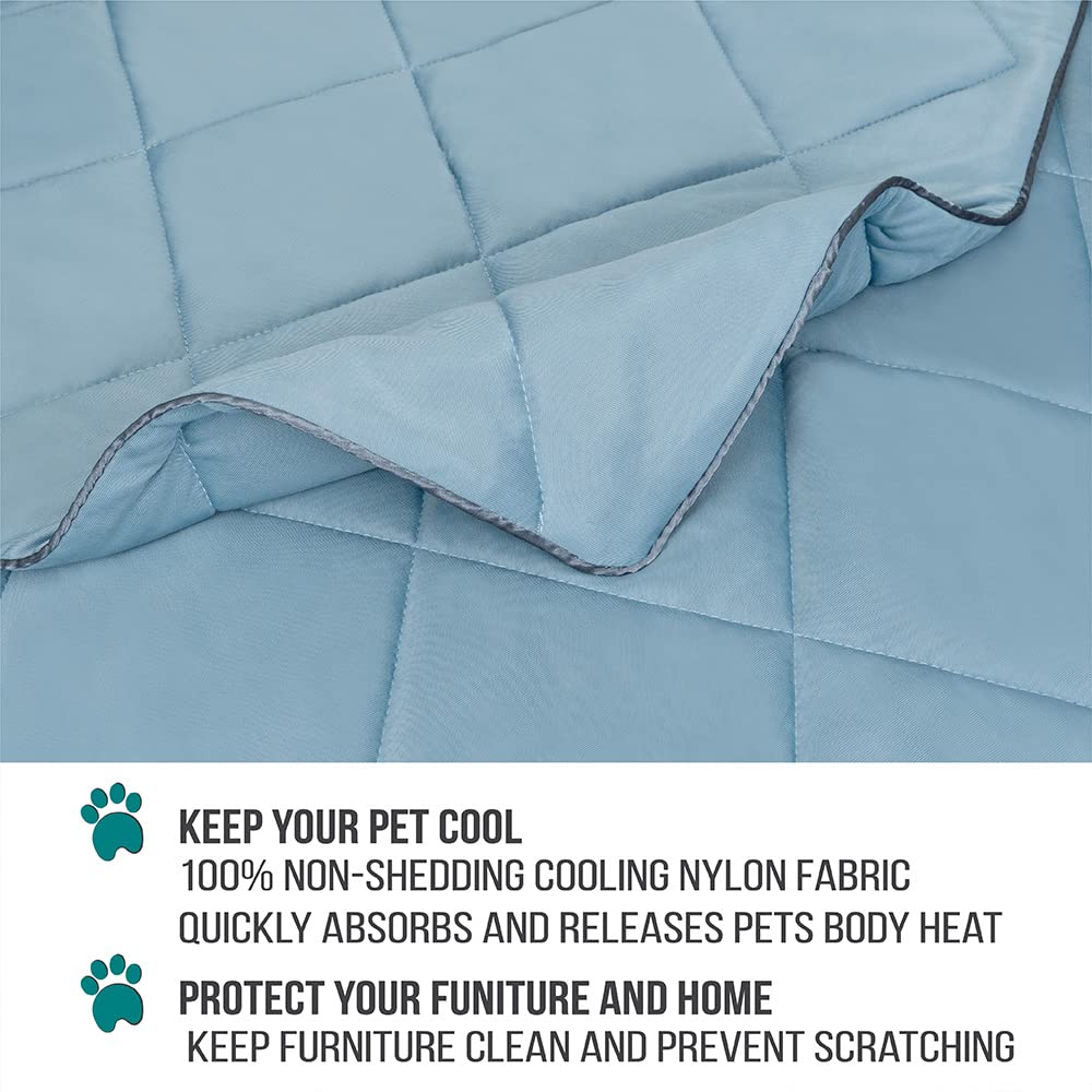 Petami Premium Cooling Dog Blanket | Lightweight Fluffy Pet Throw Blanket Bed Cover For Dogs, Cat, Puppies | Pet Blanket Furniture Protector Couch Sofa | Reversible Fuzzy Cozy | 40X60, Dusty Blue
