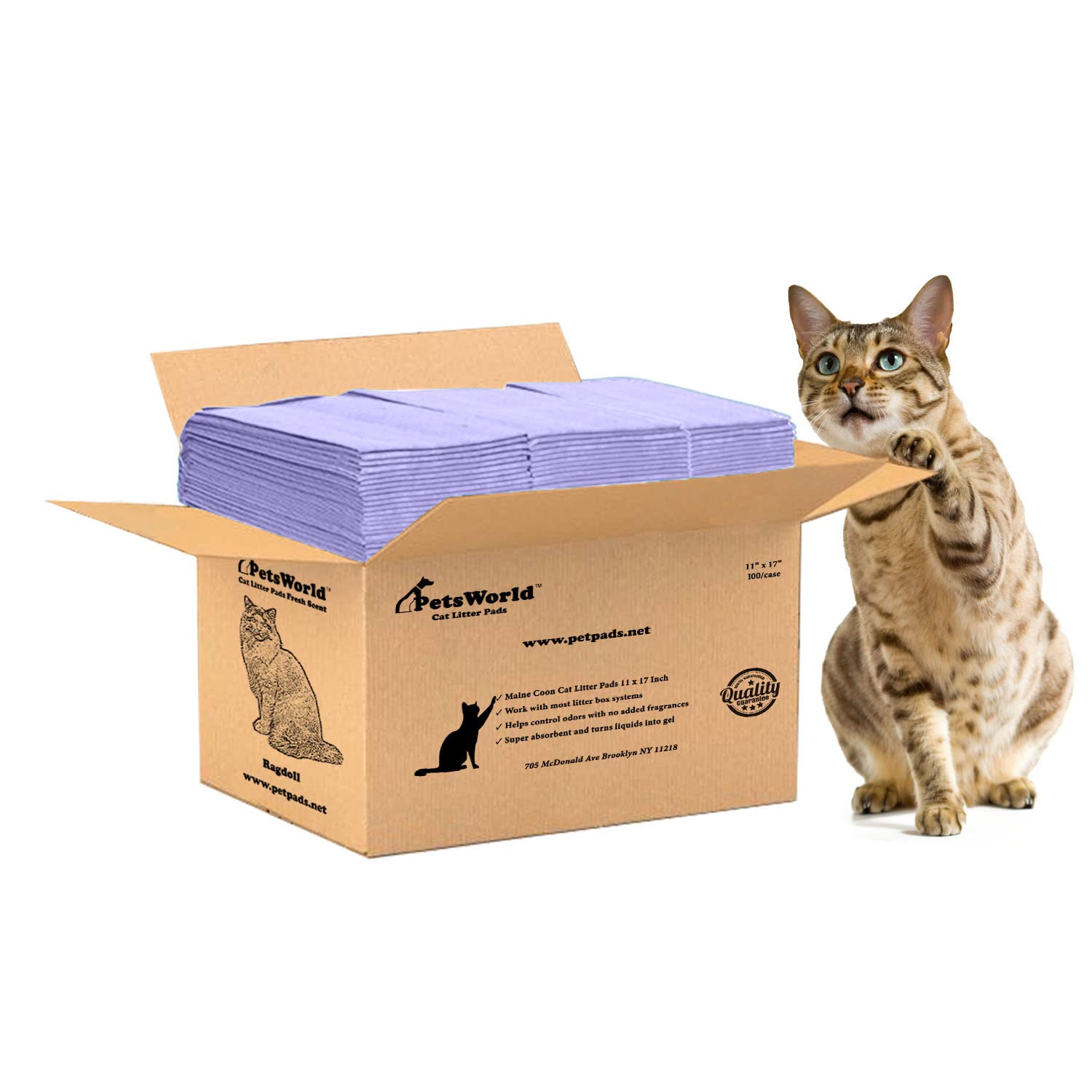 Petsworld Cat Pad Refills For Tidy Cats Breeze Litter System, Unscented, 100 Count 16.9X11.4 Inch