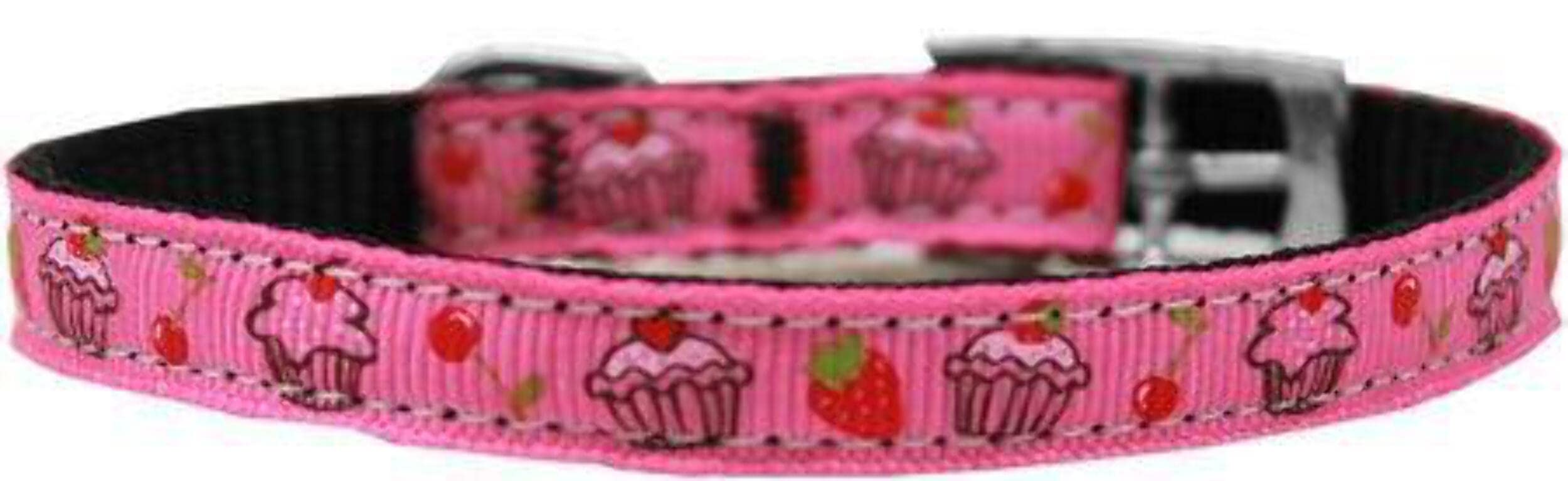 Mirage Pet Products Cupcakes Nylon Dog Collar with Classic Buckle, Size 16, Black