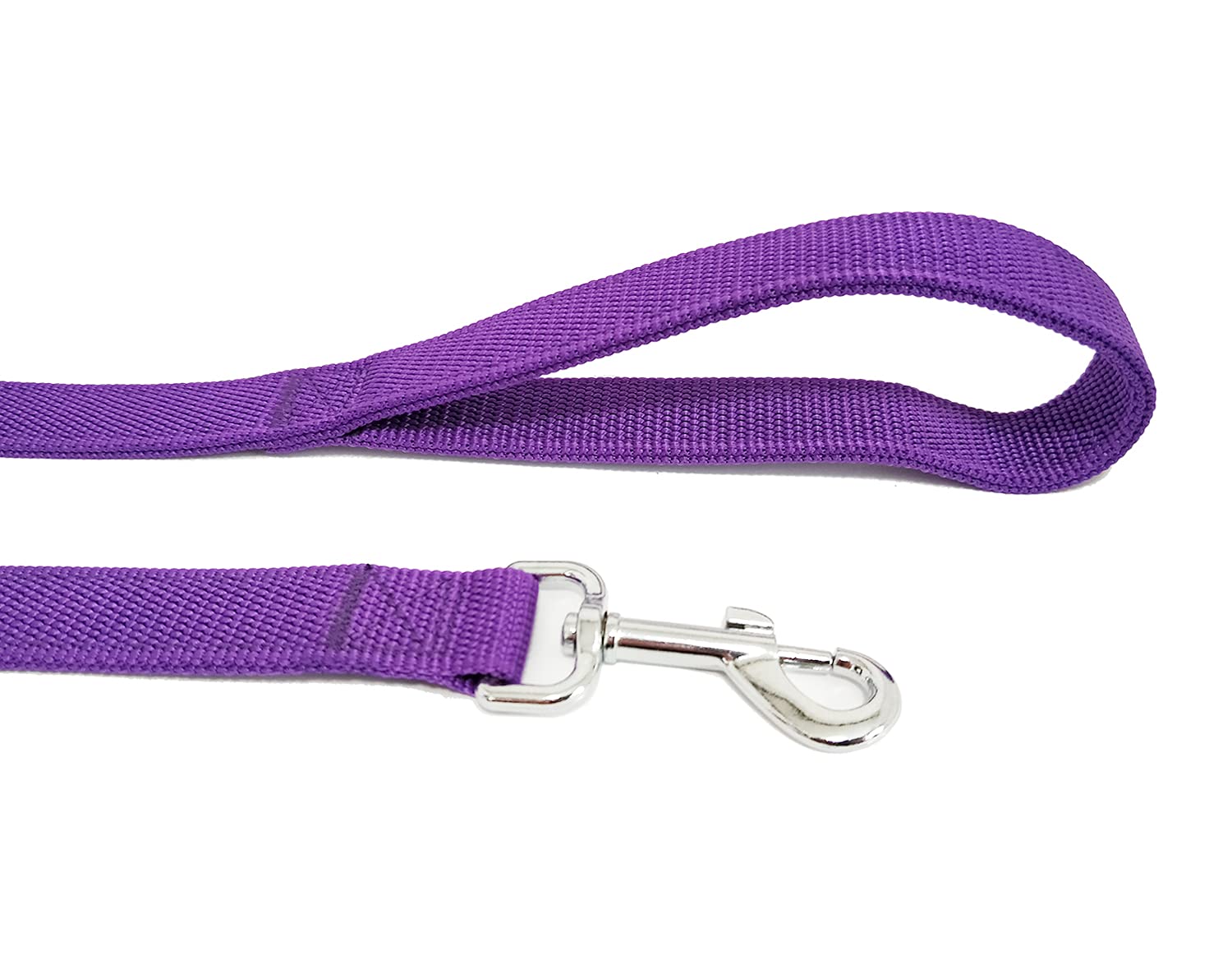 Strong Nylon Dog Leash With 2-Layer, 4 Ft/ 6 Ft/ 7Ft Long, 1 Inch Wide For Medium Large Dogs (Purple, 1'' X 2 Ft)