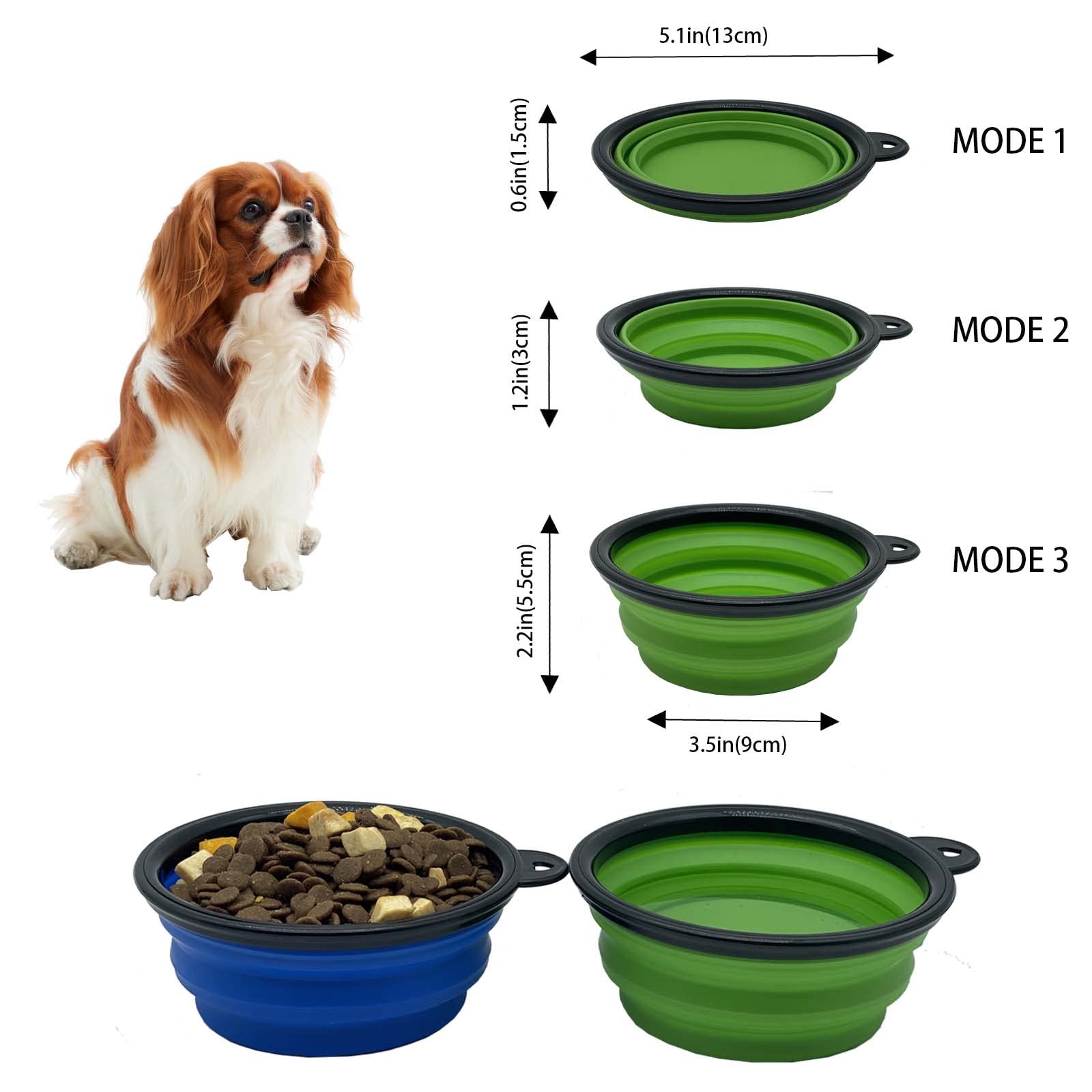 Small Collapsible Dog Bowl 12Oz,2 Pack Portable And Foldable Pet Travel Bowls With 2 Carabiners & Lids For Dogs Cats And Small A