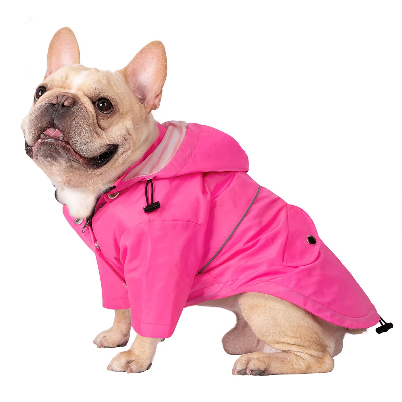 HDE Dog Raincoat Double Layer Zip Rain Jacket with Hood for Small to Large Dogs Pink - M