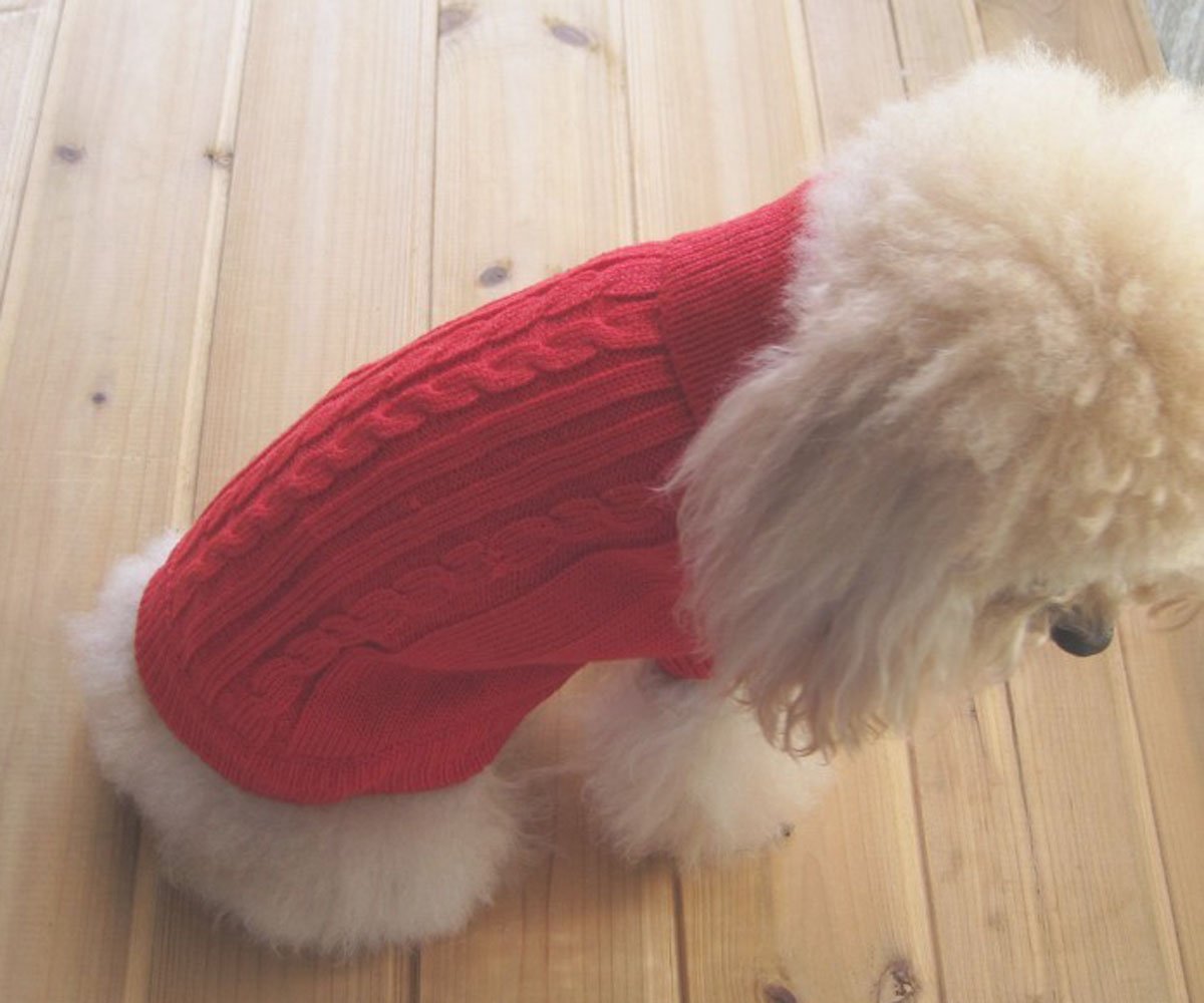 Tangpan Turtleneck Classic Straw-Rope Pro Pet Dog Sweater Apparel(Red,Xs)