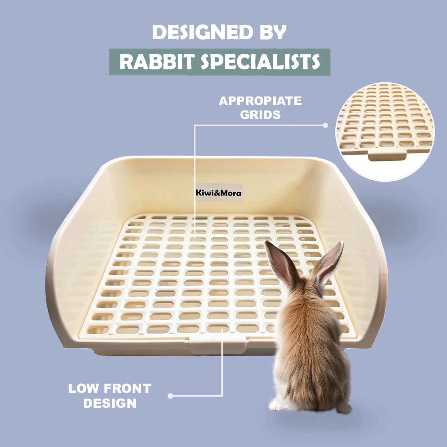 Kiwi & Mora Rabbit Litter Box - Extra Large Bunny Litter Box, Easy To Clean And Disassemble, Prevents Odors And Stains. Training