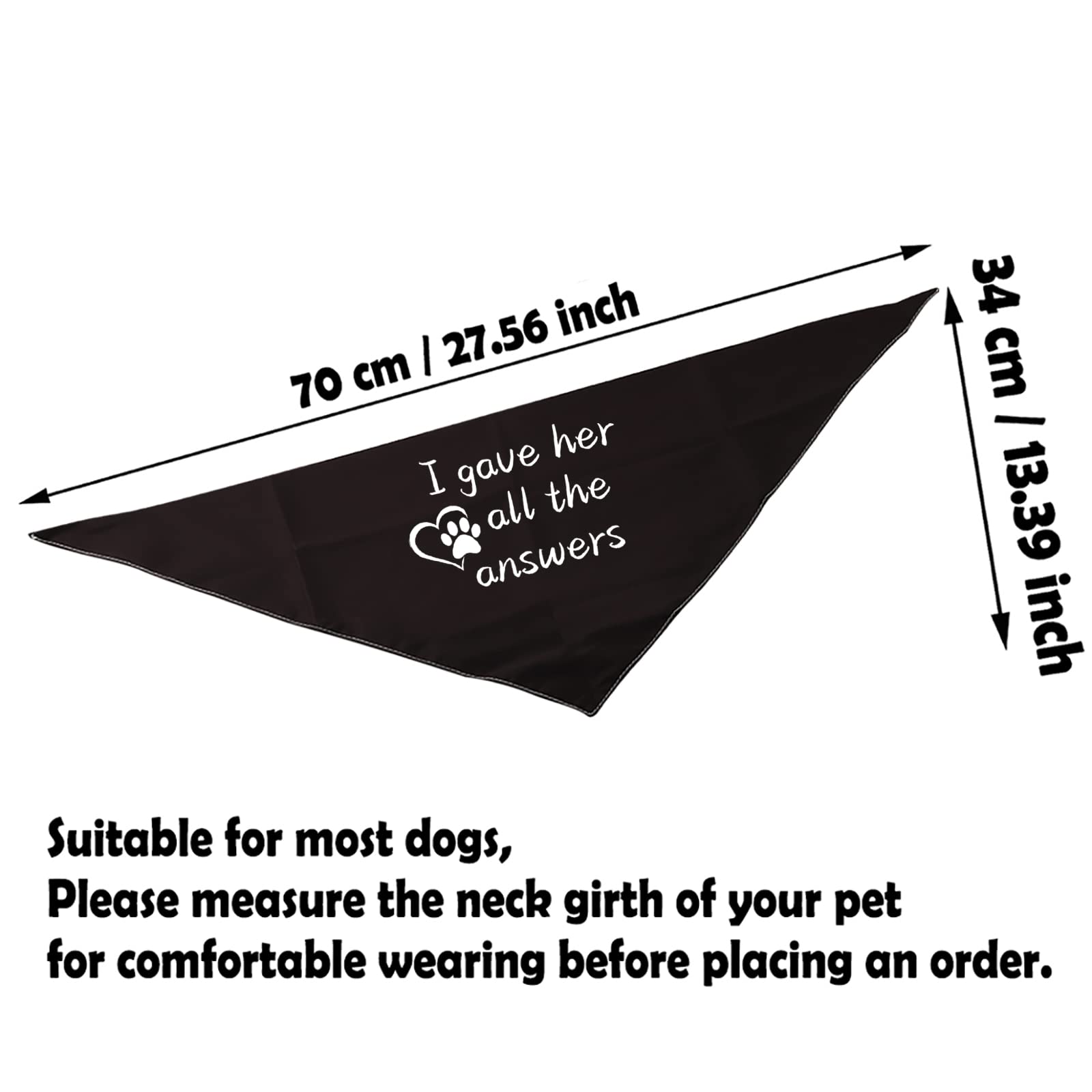 Pwhaoo 1 Piece I Gave Her All The Answers Dog Bandana Funny Graduation Dog Bandana Gift (All The Answers D)