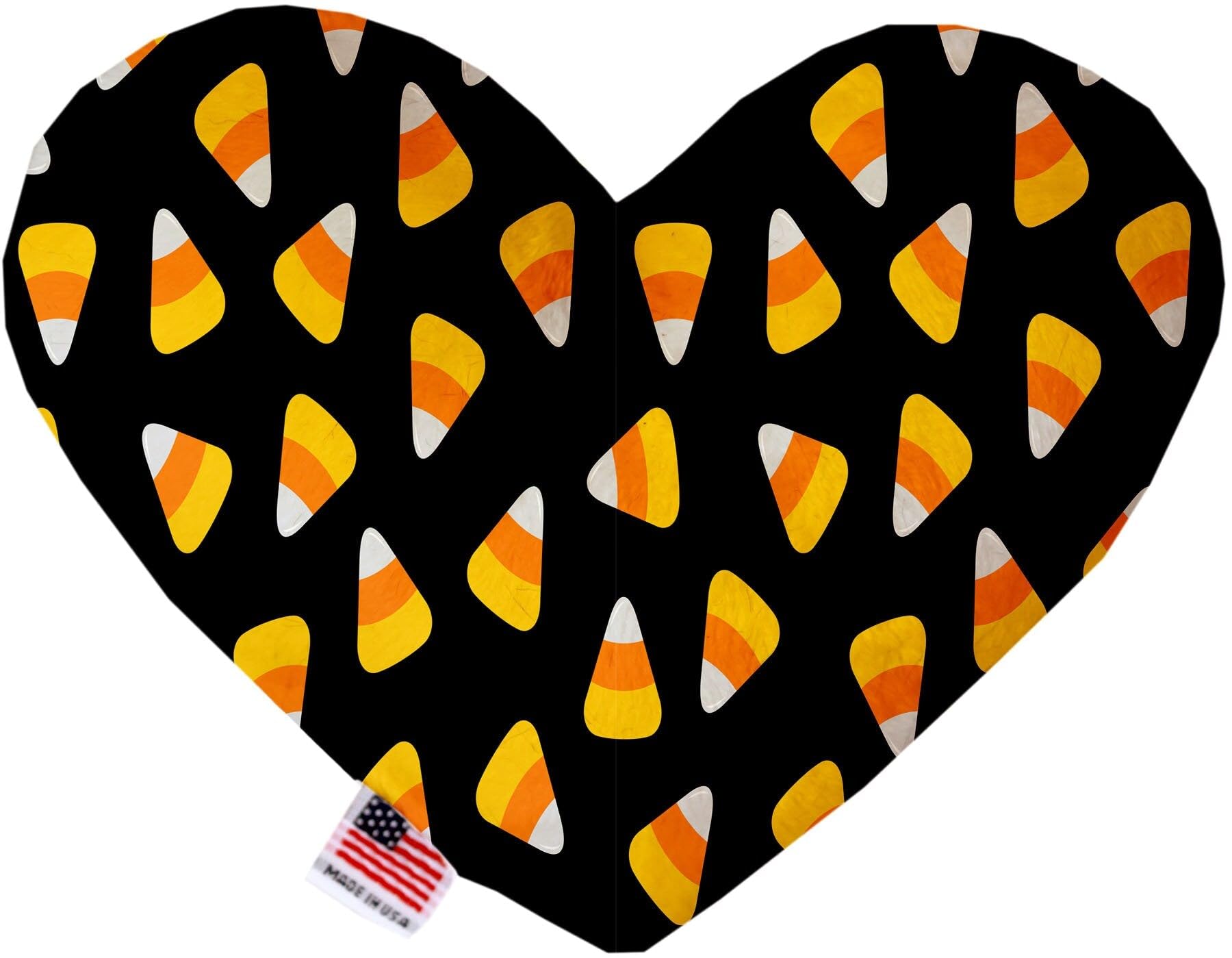 Halloween Pet & Dog Plush Heart or Bone Toy, &quot;Trick-Or-Treat Group&quot; (Available in different sizes, and 10 different patterns!) Candy Corn 6&quot; Plush Heart