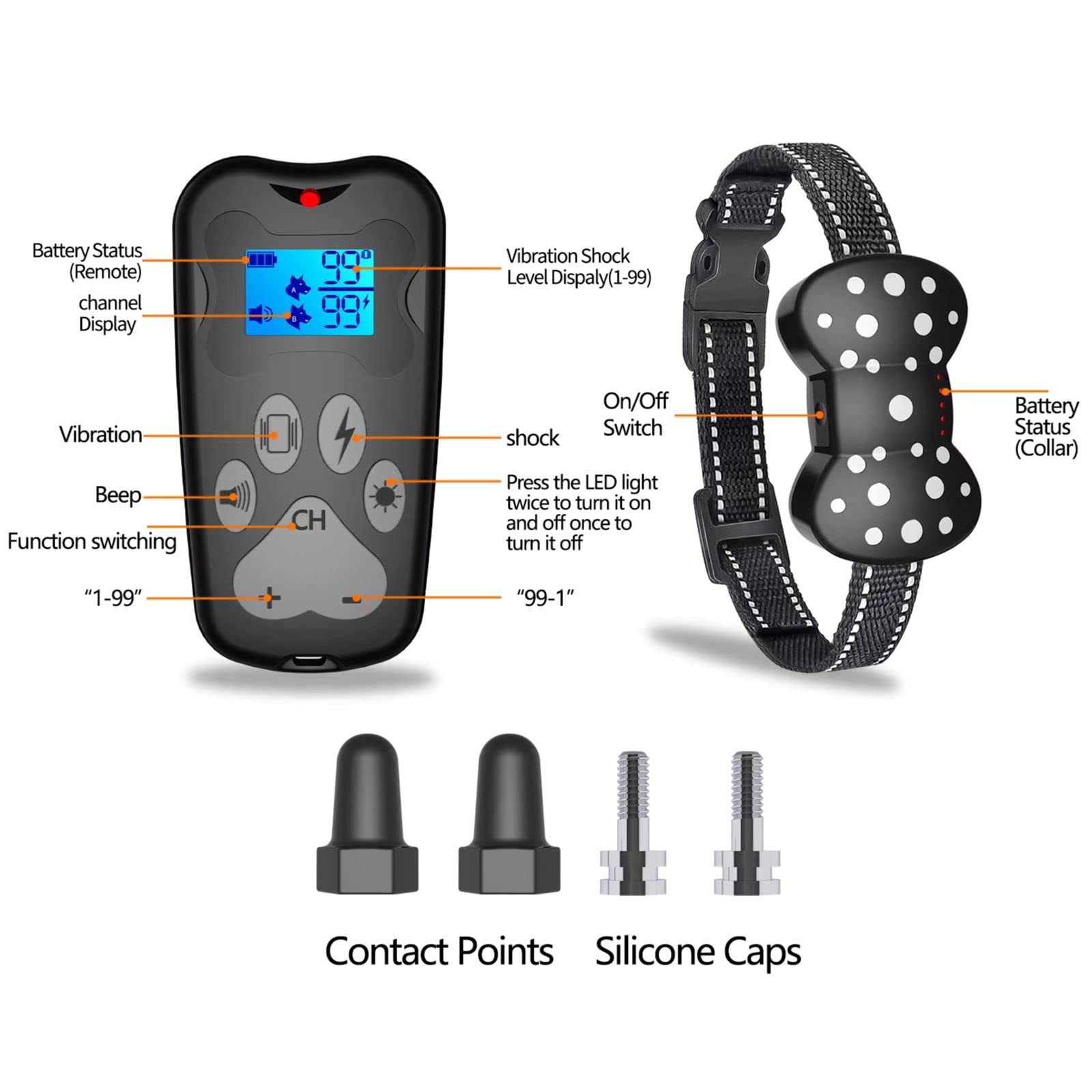 Shock Collar For 2 Dogs, Rechargeable Electric Dog Training Collar, 3000Ft Remote Range Dog Training Collar With Beep Vibration And Shock, For Small Medium Large Dogs
