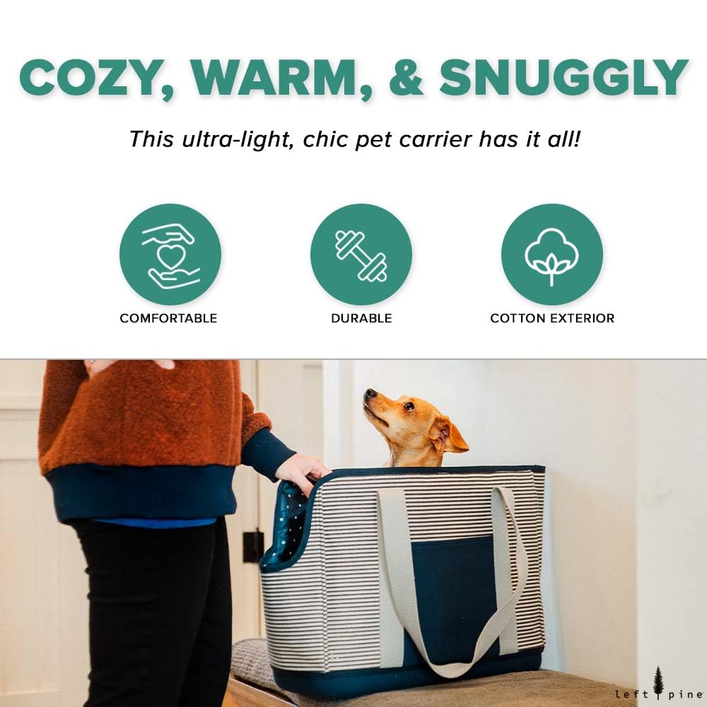 Leftpine X P.L.A.Y. Deluxe Dog Carrier Purse - Soft Sided Pet Travel Tote For Small Dogs & Puppies With Built-In Safety Leash -