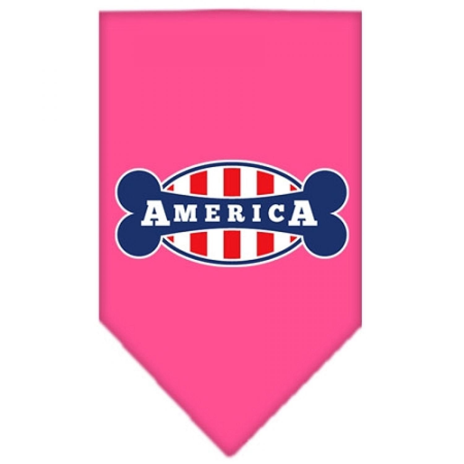 Mirage Pet Products Bonely in America Screen Print Bandana Bright Pink, Large