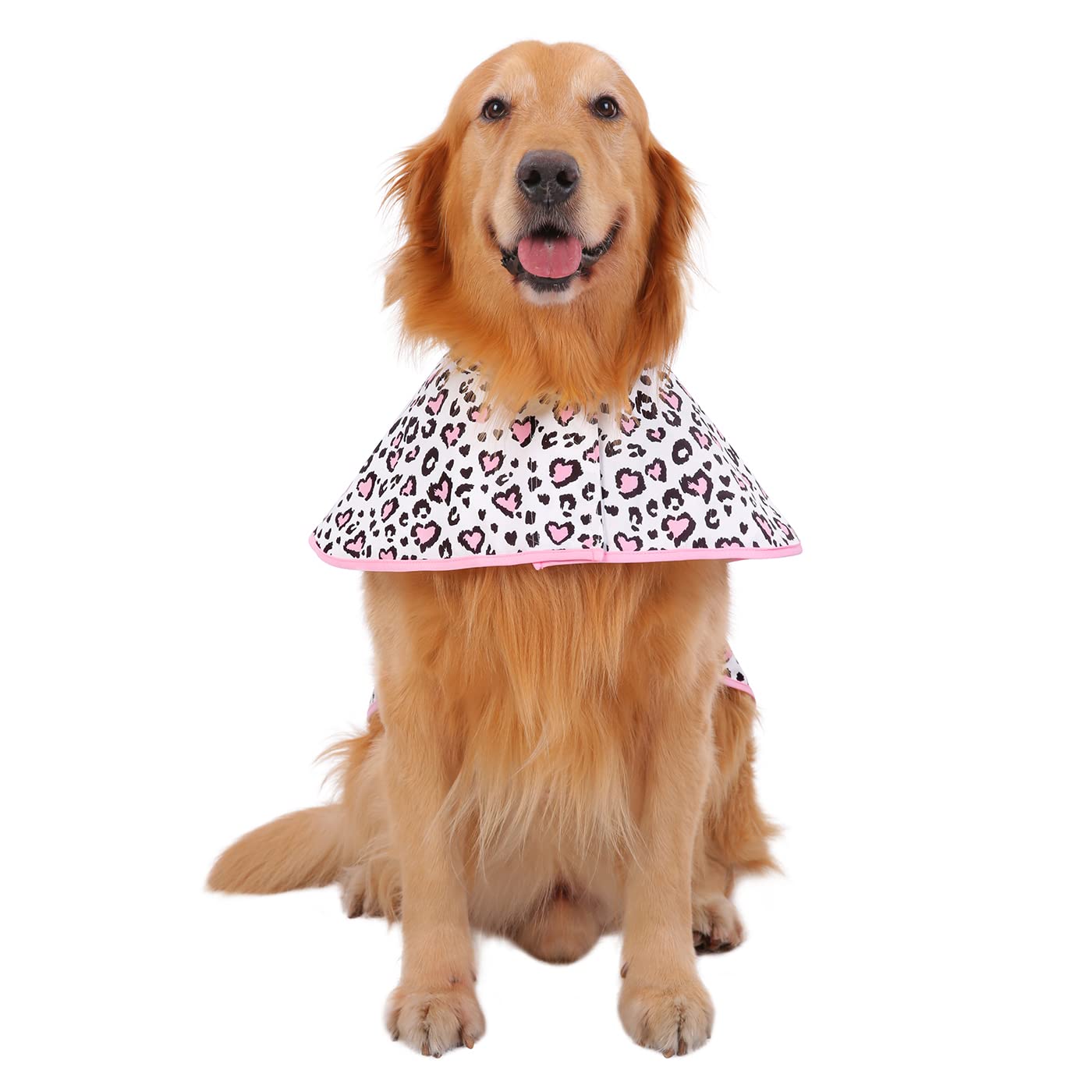 Hde Dog Raincoat Hooded Slicker Poncho For Small To X-Large Dogs And Puppies Leopard Hearts - L