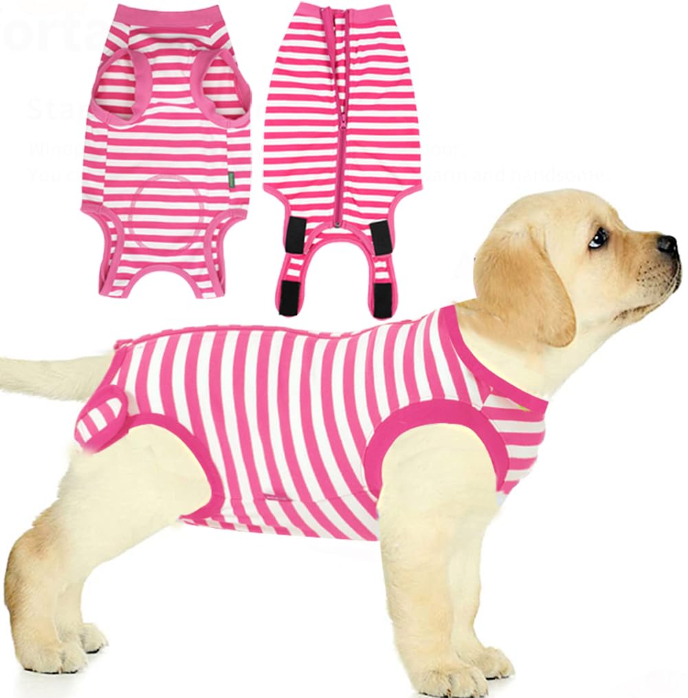 Sychien Dog Recovery Suit Post Surgery Shirt For Puppy,Small Female Spay Wound Protective Suit,Pink Xs