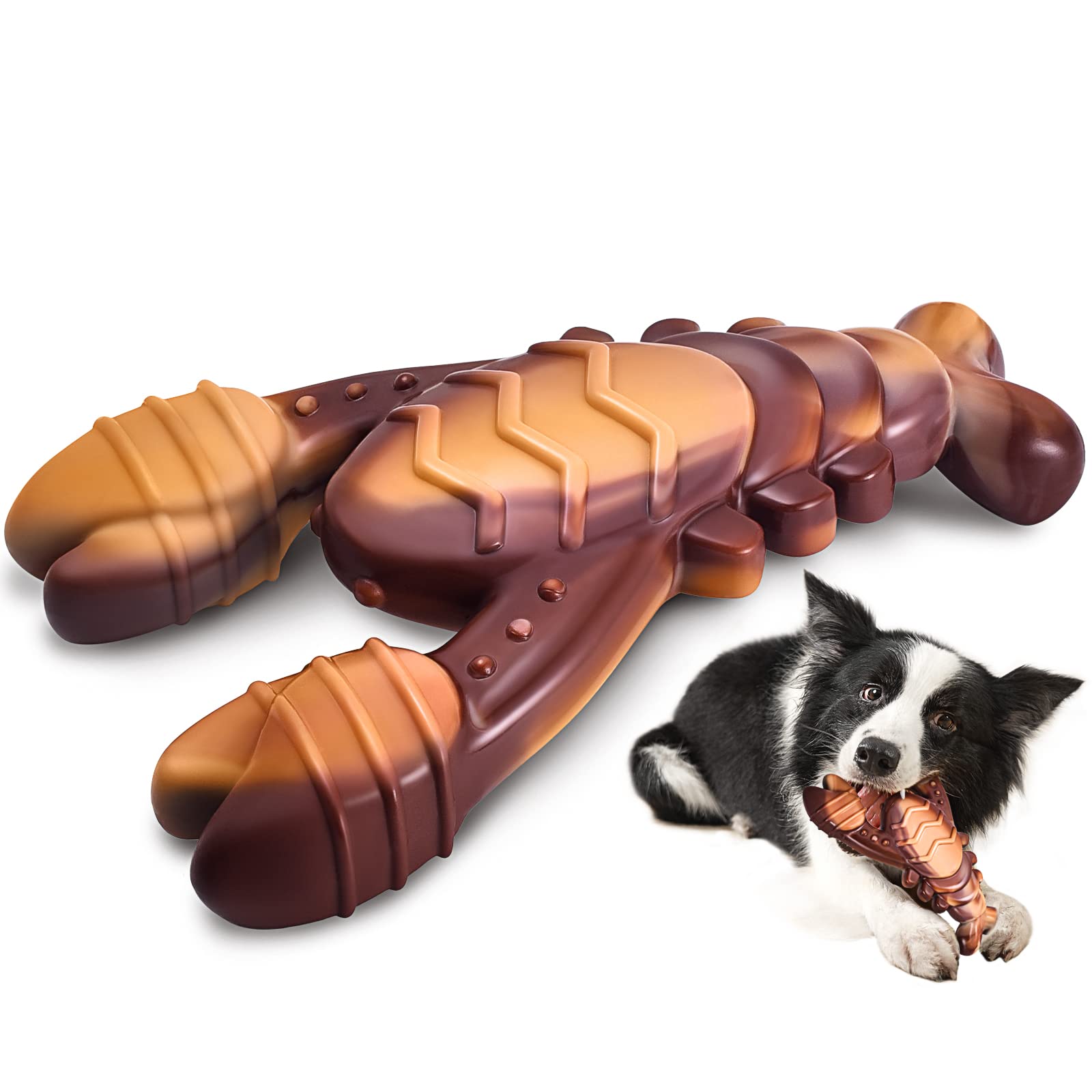 Petsta Indestructible Dog Toys For Aggressive Chewers, Extreme Tough Dog Toys For Large Dogs, Real Beef Flavored, Dog Bone For M