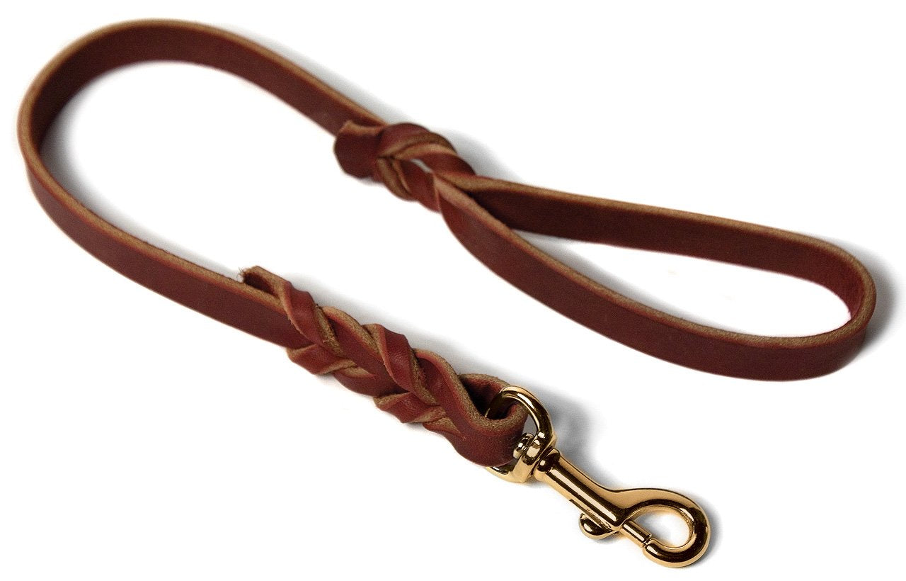 J&J Dog Supplies Leather Traffic Dog Lead - 2' X 5/8'