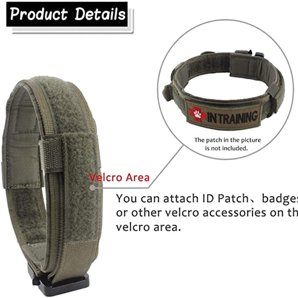 Xqpetlihai Tactical Dog Collar Adjustable Military Nylon Dog Collar with Control Handle and Heavy Duty Metal Buckle for Medium a