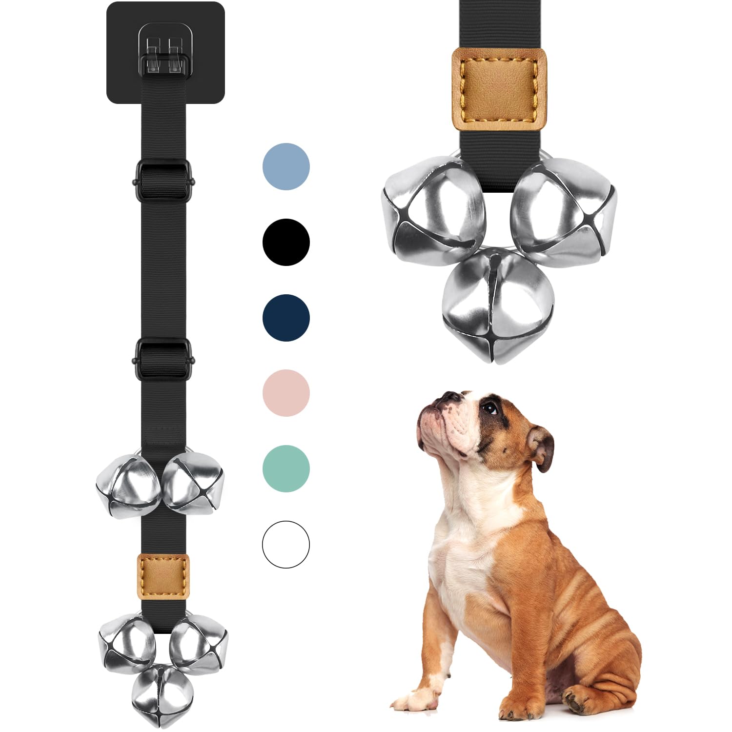 Bluetree Dog Bells To Go Outside Dog Door Bell Premium Quality Buckle Adjustable Dog Bell Dog Attached To Doorknob Or Anywhere N