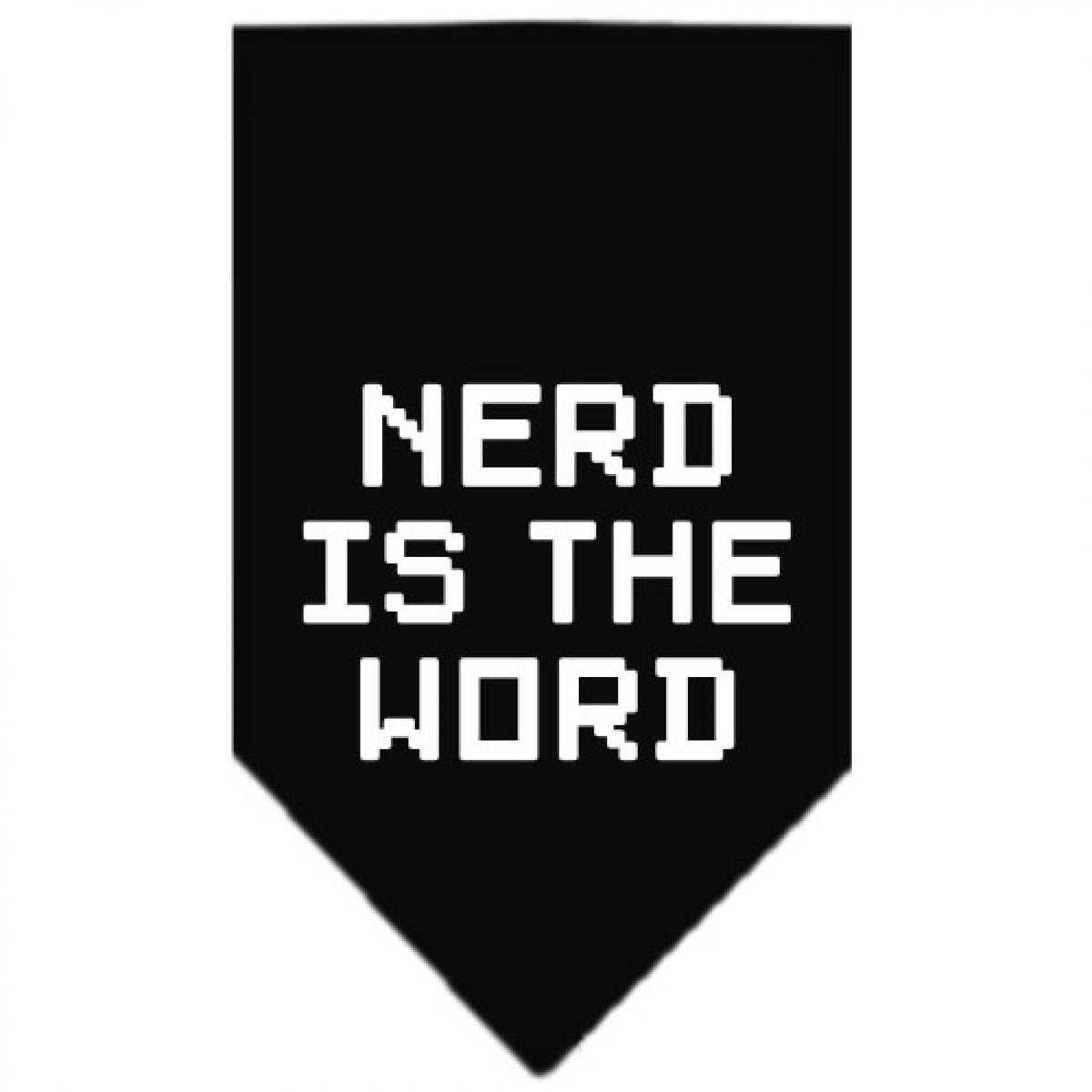 Pet and Dog Bandana Screen Printed, &quot;Nerd Is The Word&quot; Black Small