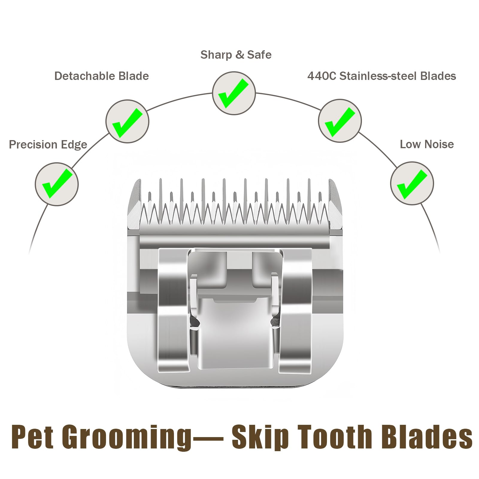 Filymosie 10+7+5+4 Skip Tooth Blades,Detachable Pet Dog Grooming Steel Blade Compatible With Oster A5,Wahl Km10 Series Clippers,