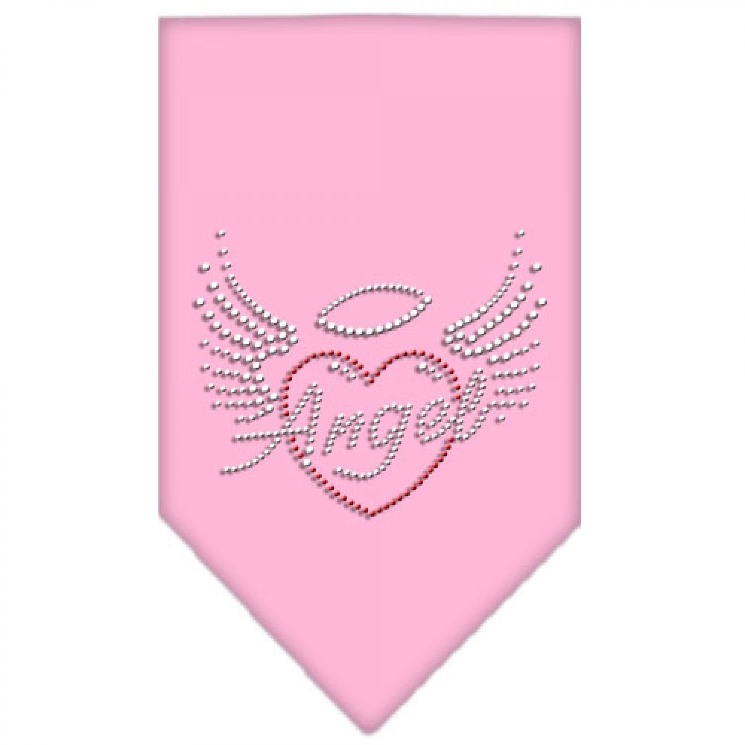 Mirage Pet Products Angel Heart Rhinestone Bandana Light Pink, Large