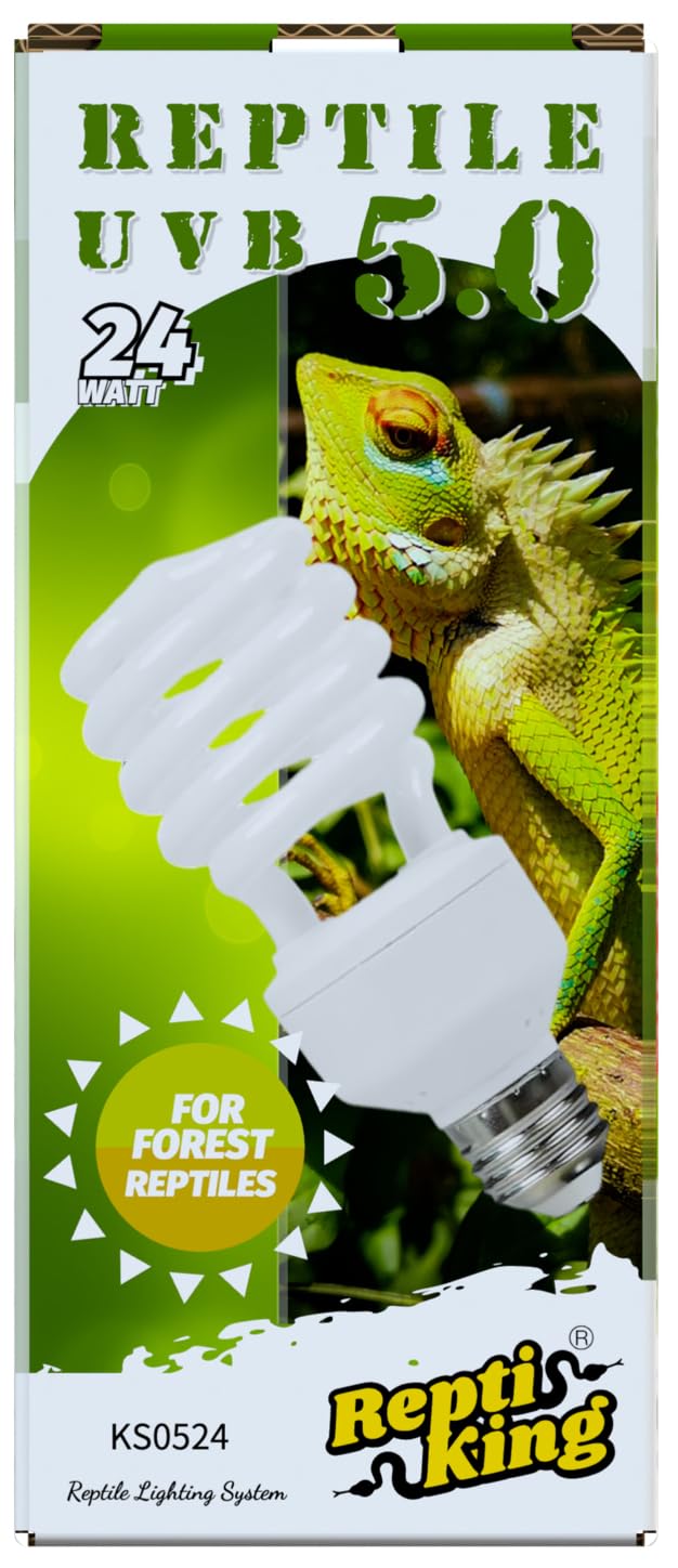Reptiking Uvb Reptile Light, Uvb5.0 24W, Uva Uvb Reptile Light Bulb Lamp For Turtle Snake Lizard Gecko, Uvb Bulbs For Tropical R