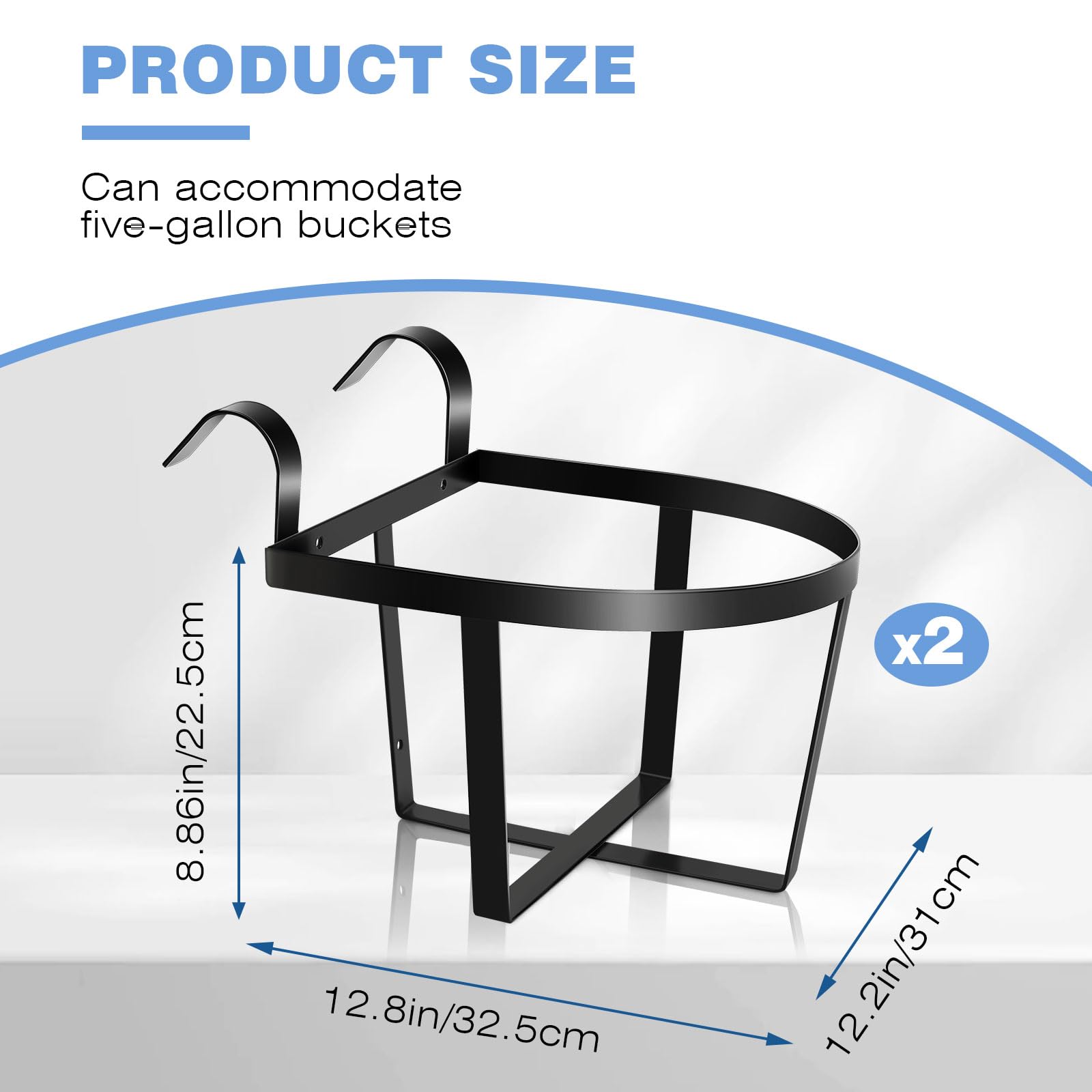 Teenyyou 2 Pcs Heavy Duty Bucket Holder with Hook Metal Bucket Hangers for 5 Gallon Horse Water and Feed Wall Mount Livestock Pa