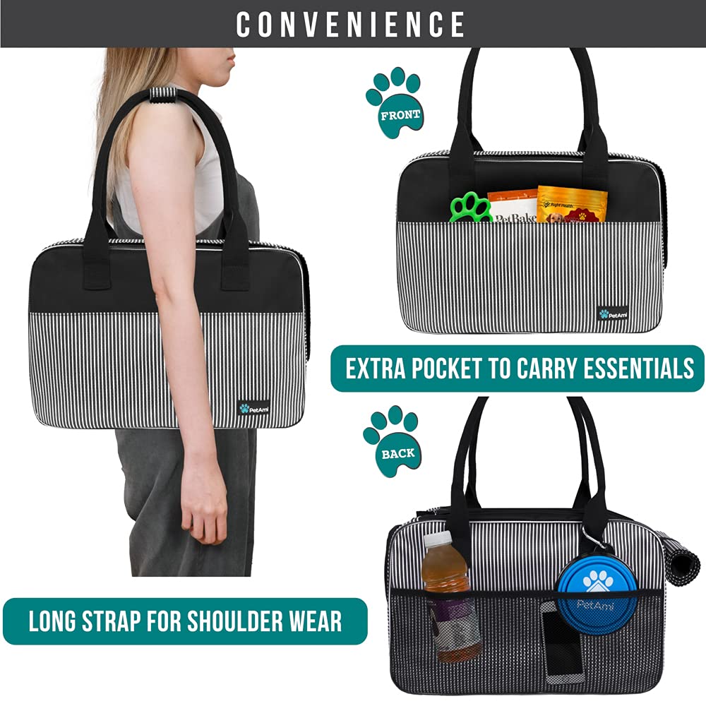 Petami Dog Purse Carrier For Small Dogs, Airline Approved Soft Sided Pet Carrier W/Pockets, Ventilated Dog Carrying Bag Puppy Ca