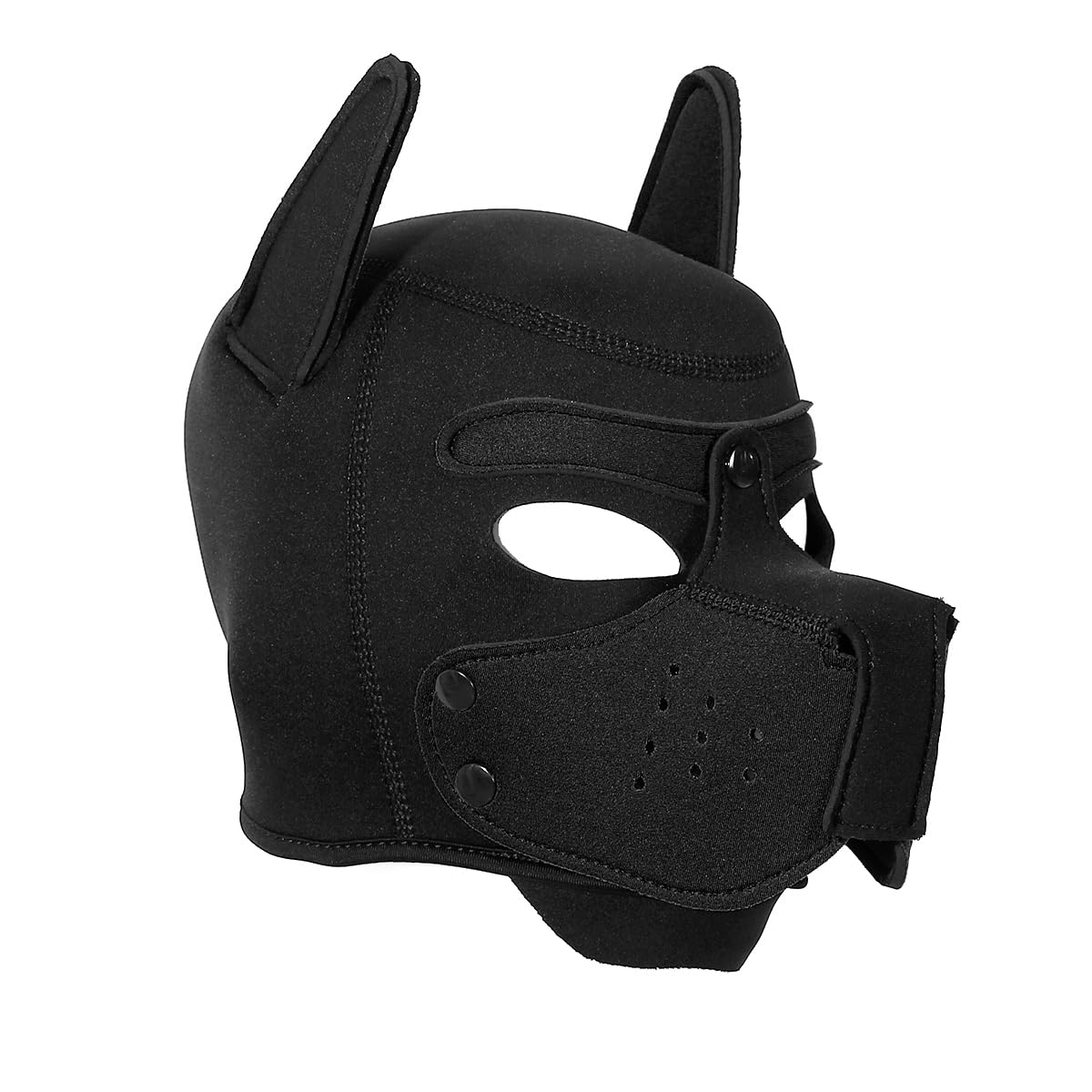 Neoprene Puppy Face Muzzle Dog Removable Full Face Pup Hood Mask (Black, One Size)