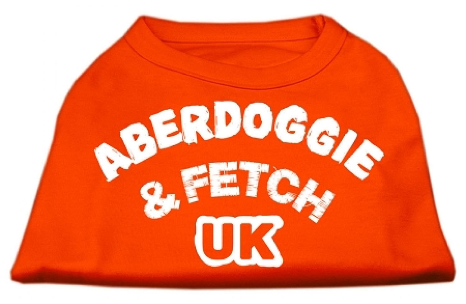 Pet Dog & Cat Shirt Screen Printed, &quot;Aberdoggie and Fetch UK&quot; Orange SM (3-6 lbs.)