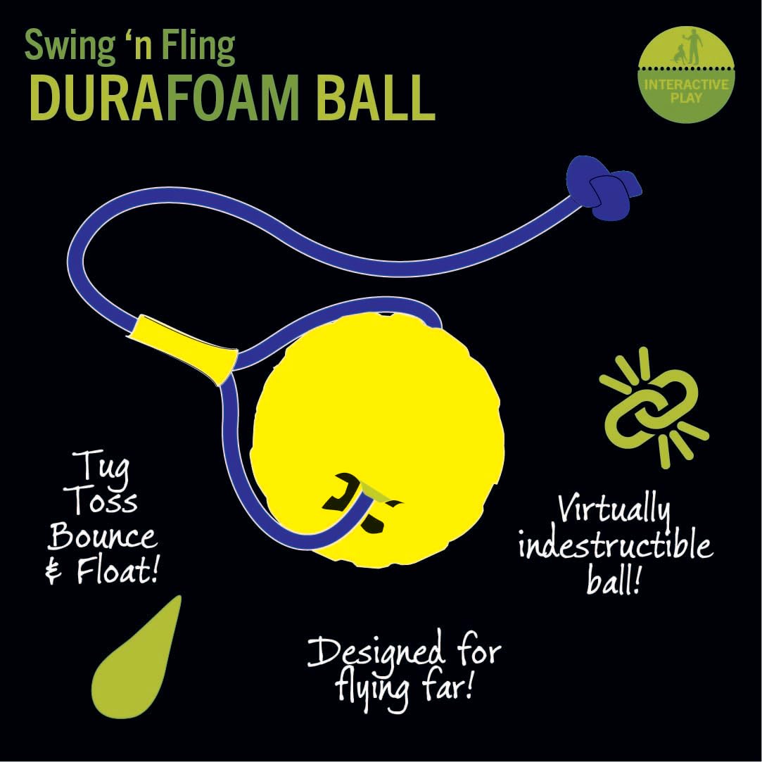 Starmark Swing 'n Fling Medium Foam Dog Toy - Durable Yellow Ball (Model SMFFBRM)