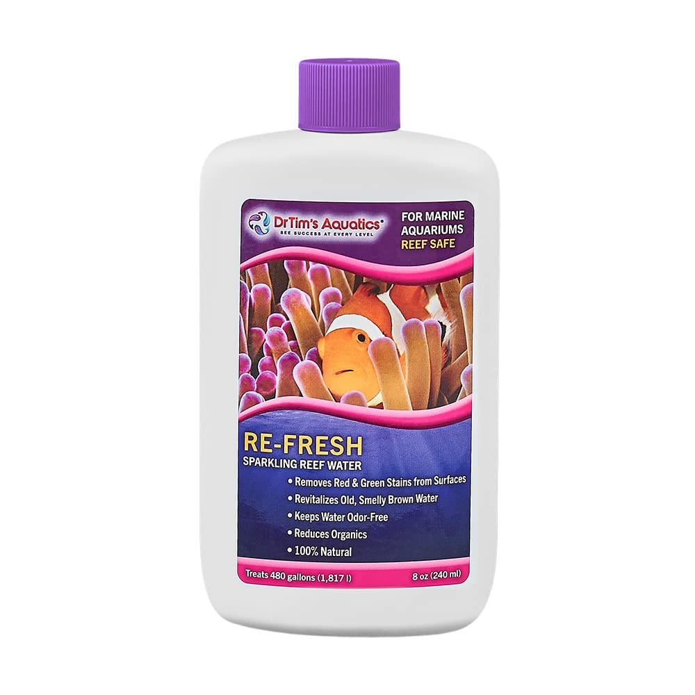 DrTims Aquatics Re-Fresh for Reef Aquariums - 8 oz - 100% Natural Fish Tank Sanitizer and Revitalizer - Fresh, Crystal-Clear, Sp