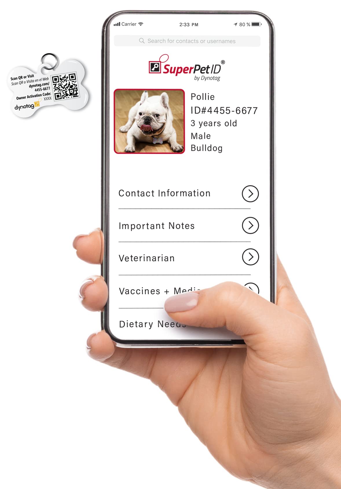 Dynotag Web Enabled Super Pet Id Smart Tag With Dynoiq & Lifetime Recovery Service. Play Series: Bone (Bone Storm)