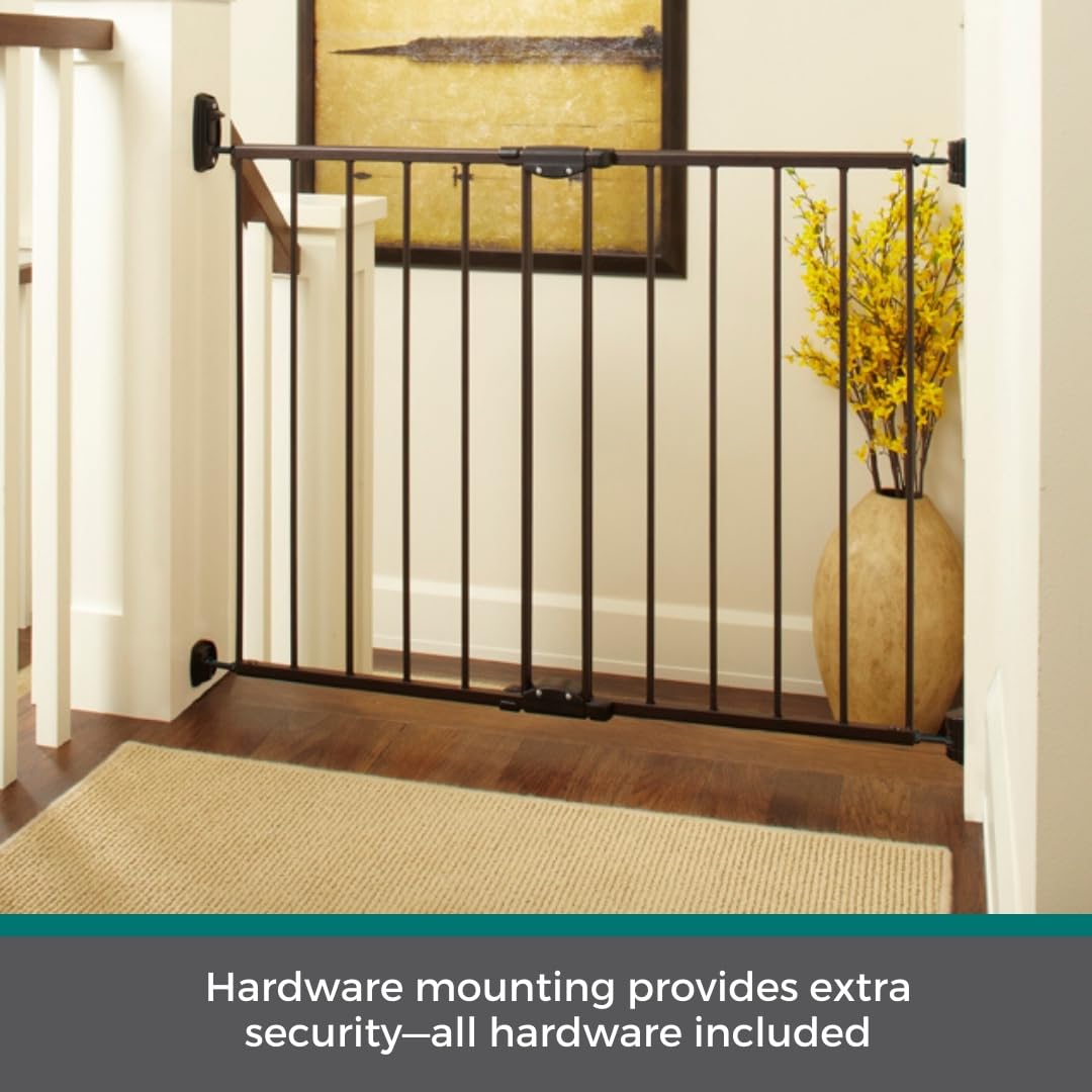 North States Mypet Windsor Walk Thru Pet Gate: 28.68' - 47.85' Wide Dog Gate. Hardware Mount, Dog Gates For The House, Cat Gate For Doorway. 31' Tall, Matte Bronze