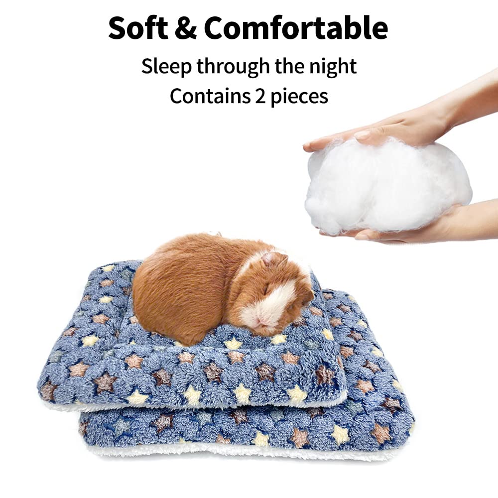 Amakunft 2 Pcs Guinea Pig Bed Mat Washable, Rabbit Winter Bed Pad For Indoor, Warm Small Animal Bed Mattres, Fleece Sleeping Pad