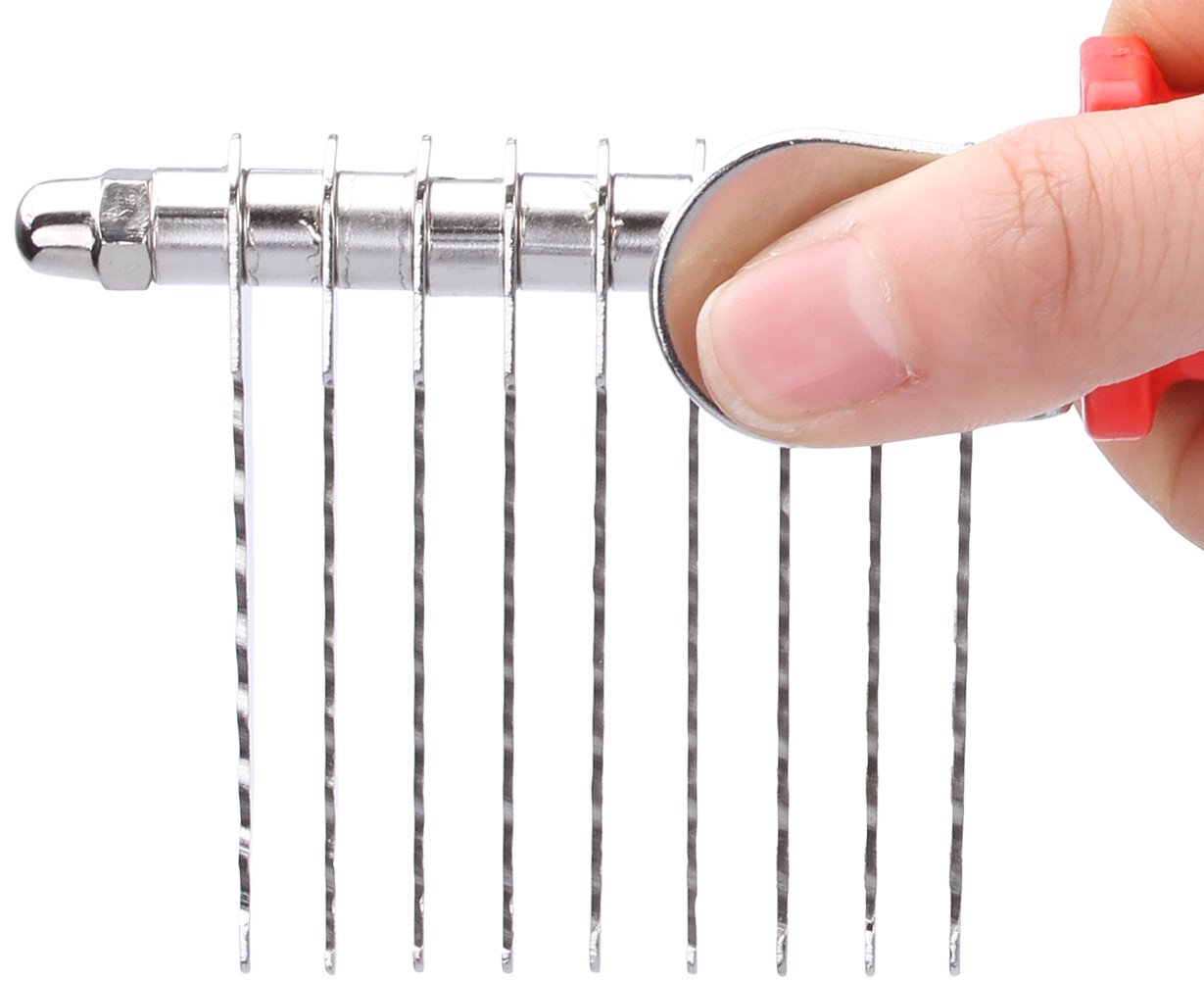 Qumy Dog Comb For Dematting, Stainless Steel Pet Grooming Comb, Removes Dead, Matted Or Knotted Hair, Finishing And Fluffing, Comfort-Grip Handle - Pack Of 1