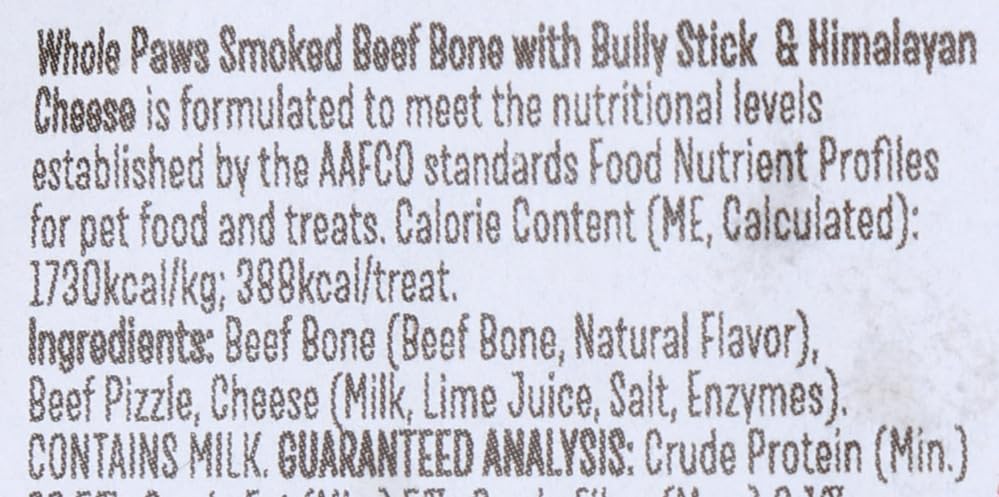 Whole Paws, Smoked Beef Bone with Bully Stick & Himalayan Cheese, Medium (for Dogs 35 lbs & Under), 4.6 ounce (Pack of 1)
