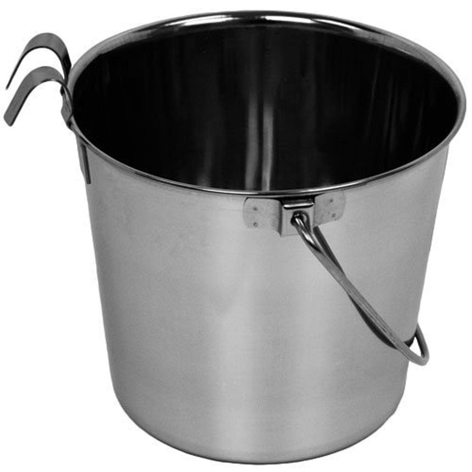Advance Pet Products Heavy Stainless Steel with 2 Hook Bucket, 6 Quart Flat