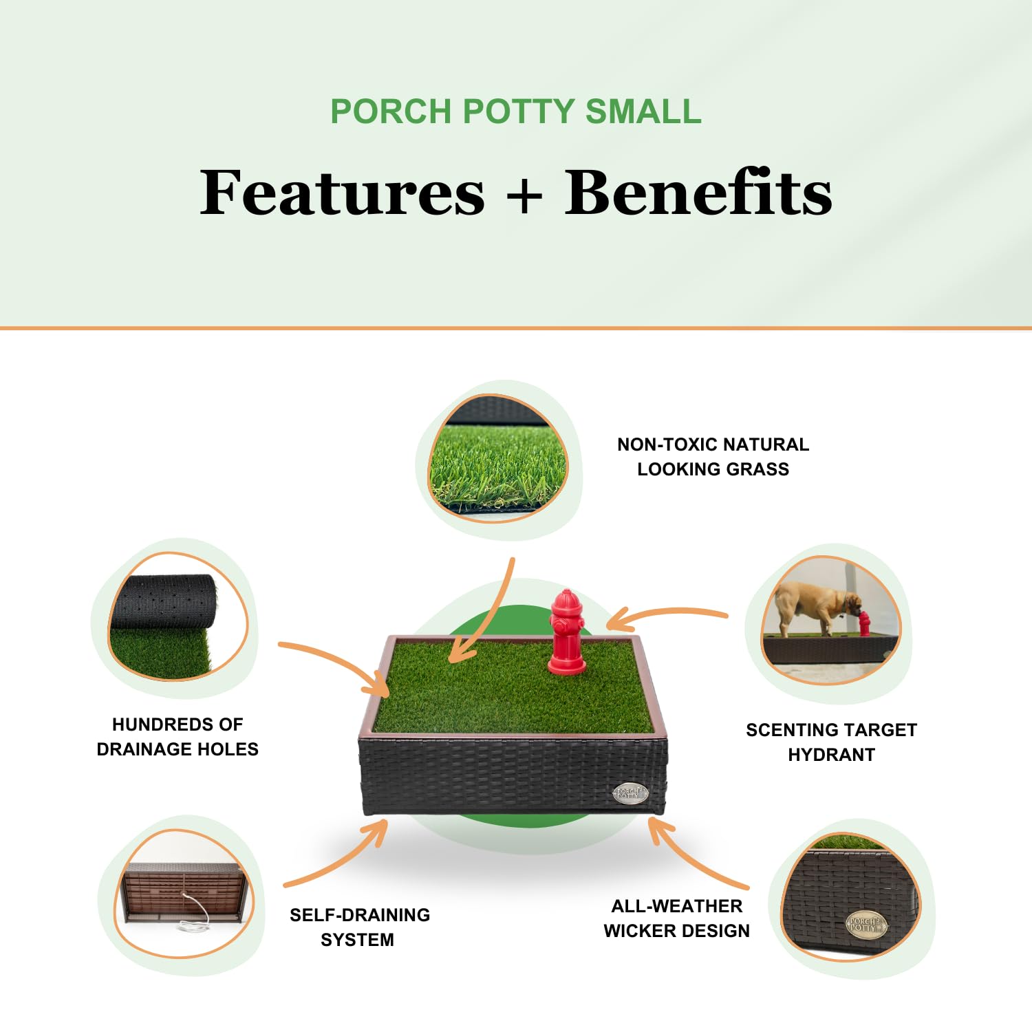 Porch Potty Small, Self-Draining Dog Potty With Premium Synthetic Grass Pads - Perfect For Apartments, Balconies, Patios, And Indoor/Outdoor Use