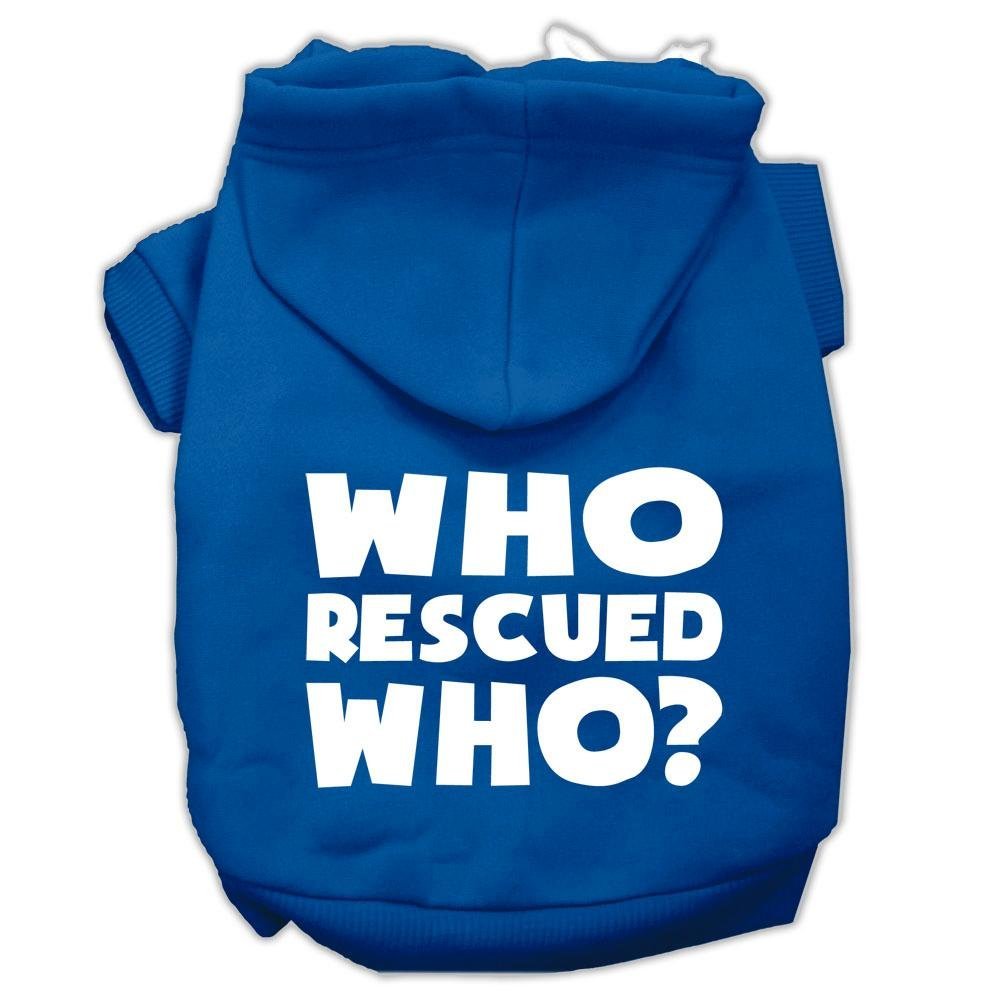 Mirage Pet Products Who Rescued Who Screen Print Pet Hoodies, 3X-Large, Blue