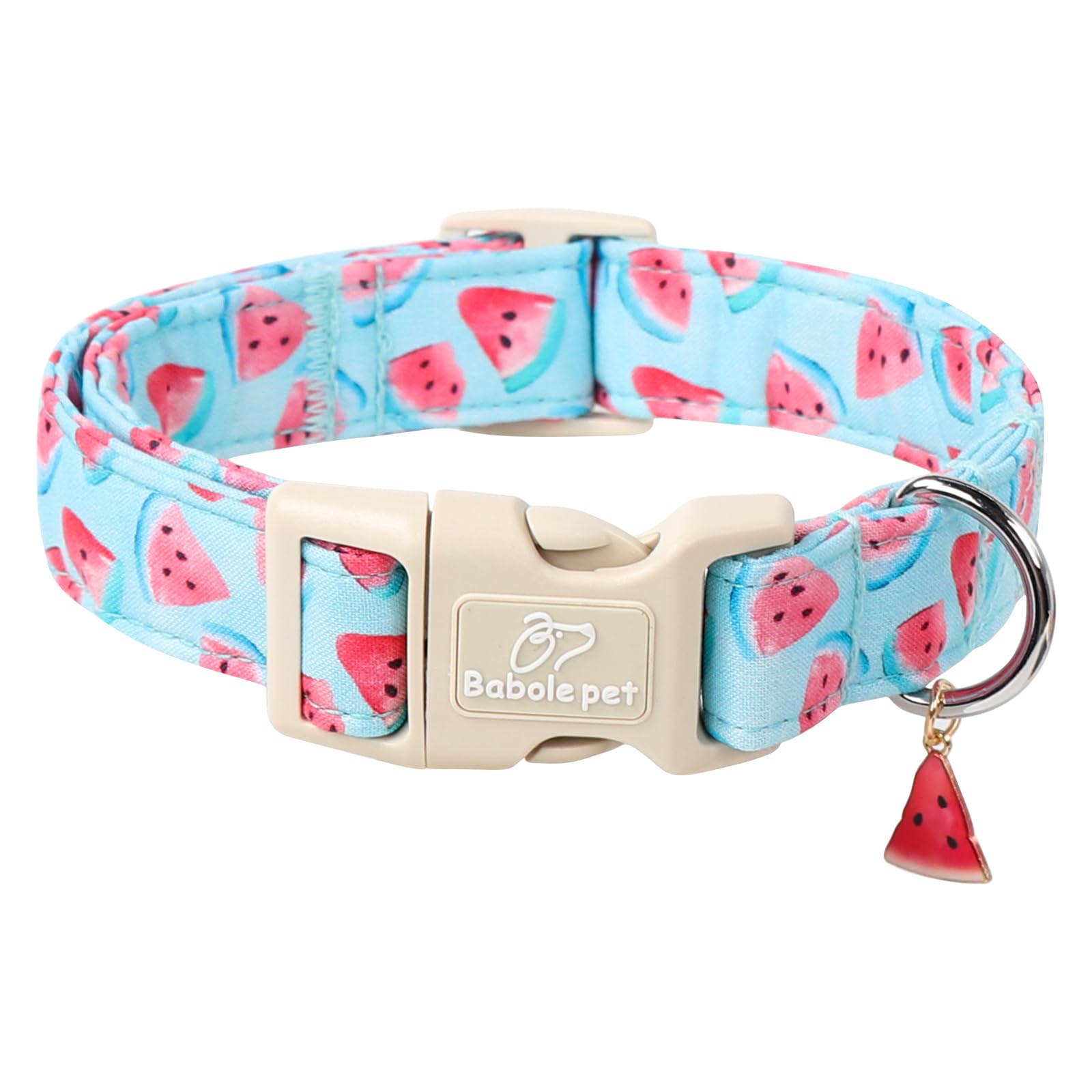 Babole Pet Adjustable Summer Dog Collar, Cute Watermelon Dog Collars For Giant Large Dogs, Lightweight Quick-Release Buckle Coll